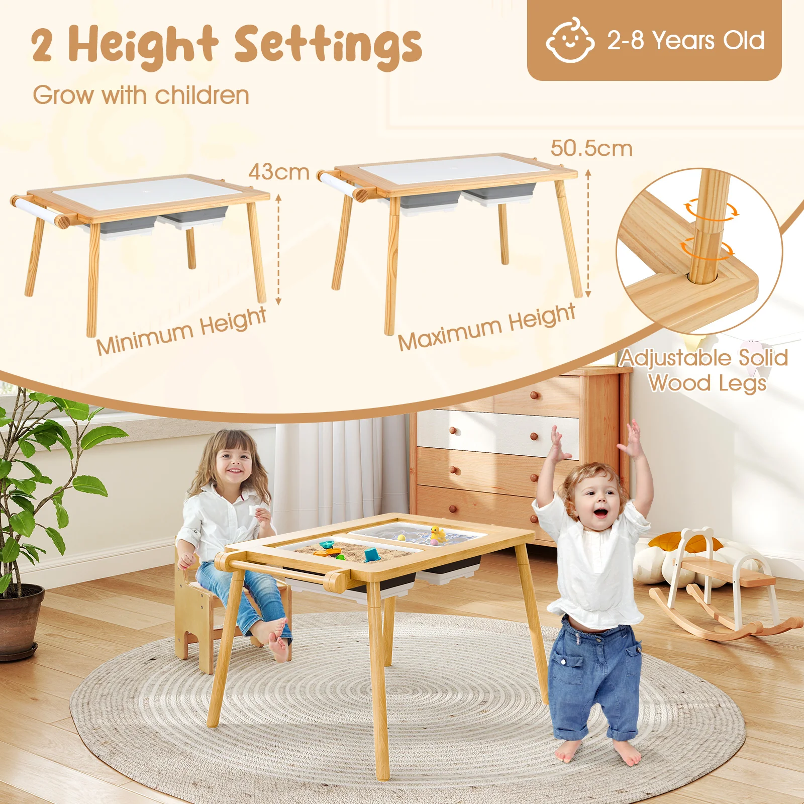 Sensory Table & Chair Set for Kids 2-8, Toddler Activity Table - Image 7
