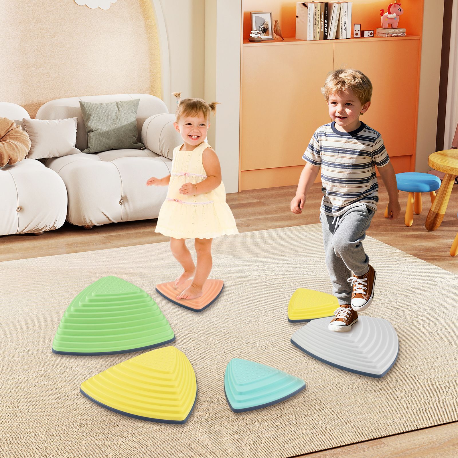 Set of 6/11 Non-Slip Balance Stones with Storage Bag for Motor Skills - Image 2