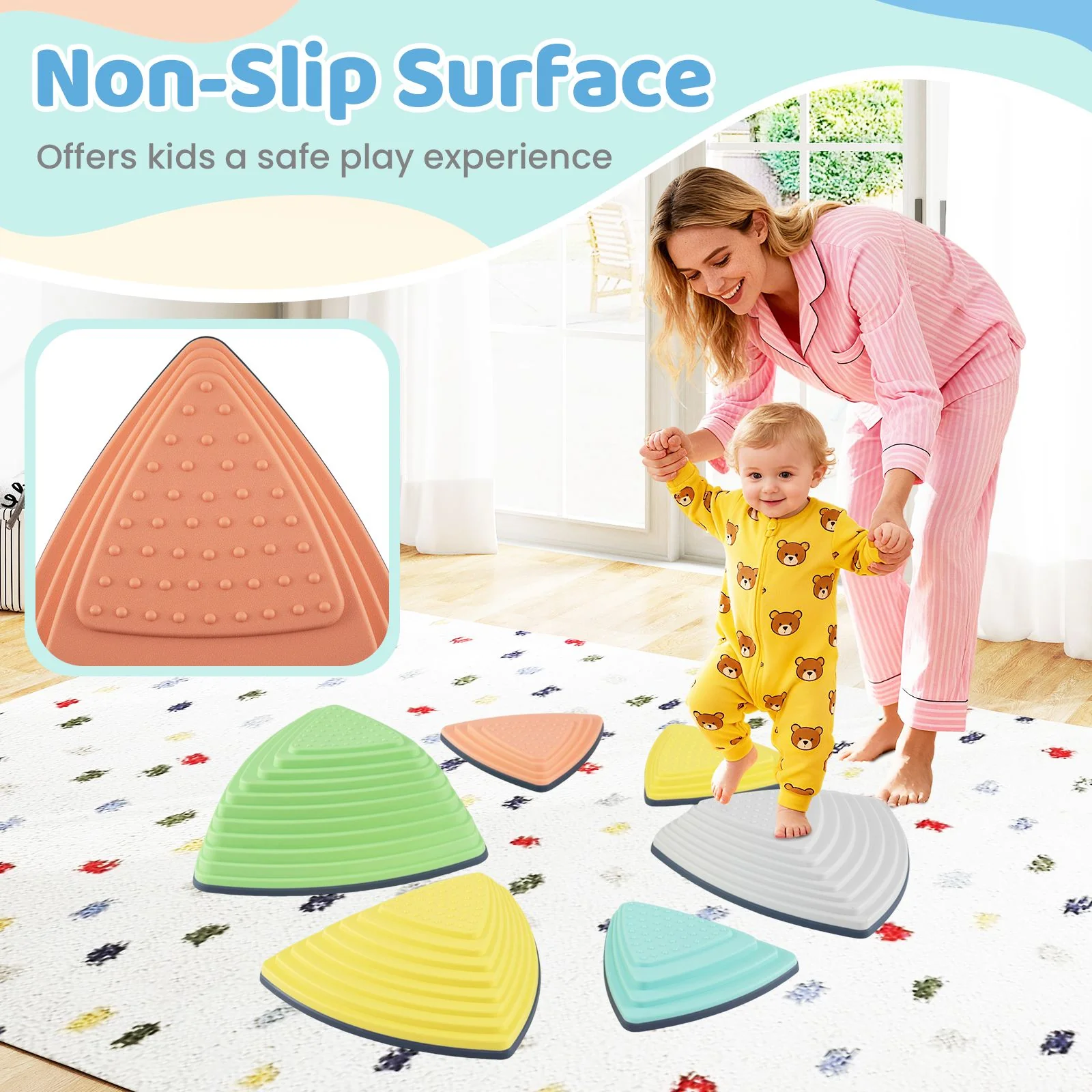Set of 6/11 Non-Slip Balance Stones with Storage Bag for Motor Skills - Image 3