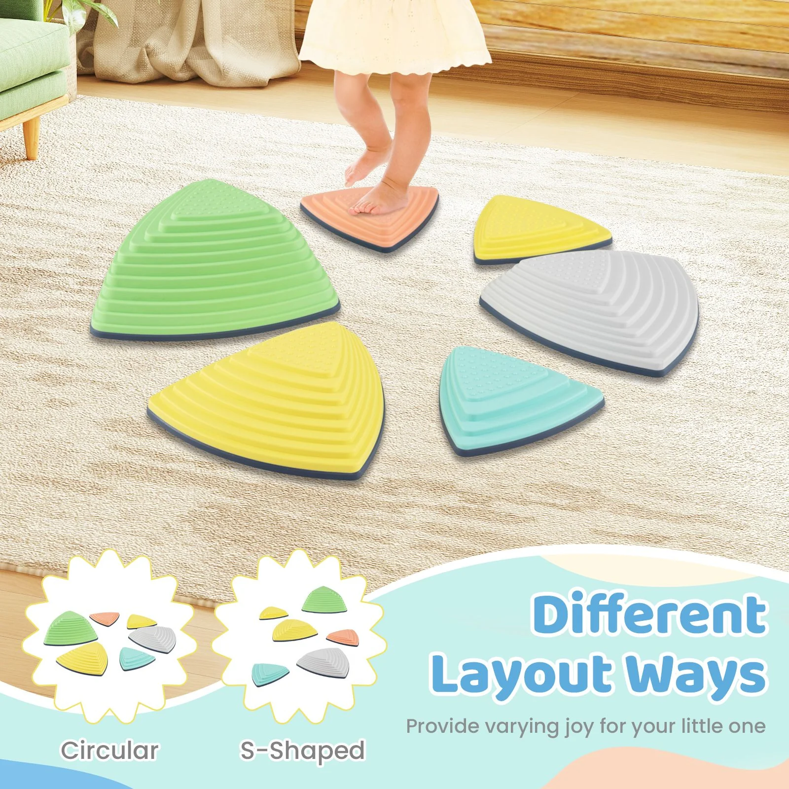 Set of 6/11 Non-Slip Balance Stones with Storage Bag for Motor Skills - Image 6