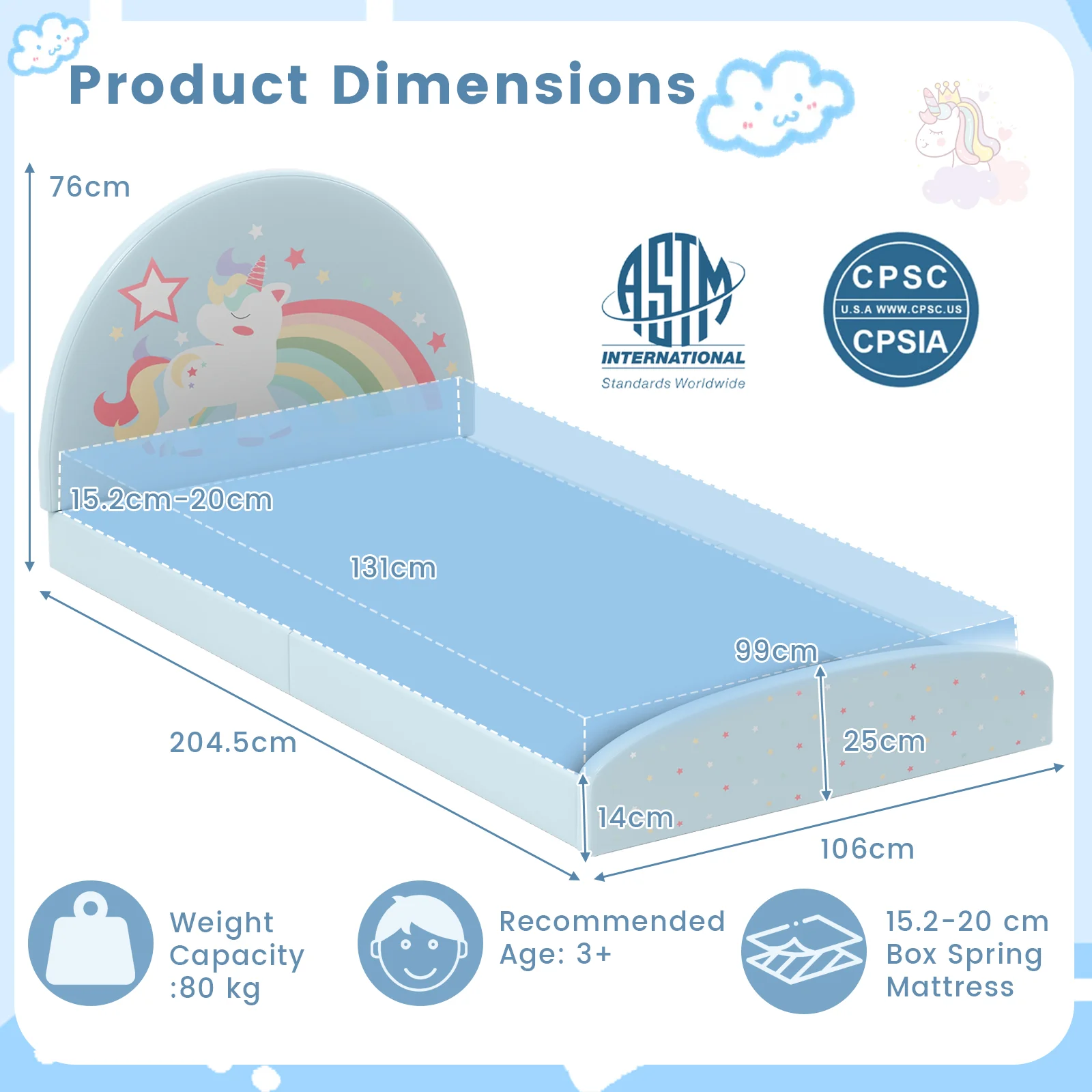 Single Floor Bed Frame, Upholstered Twin Size Kids Floor Bed with 210D Oxford Cloth Floor Mat - Image 9