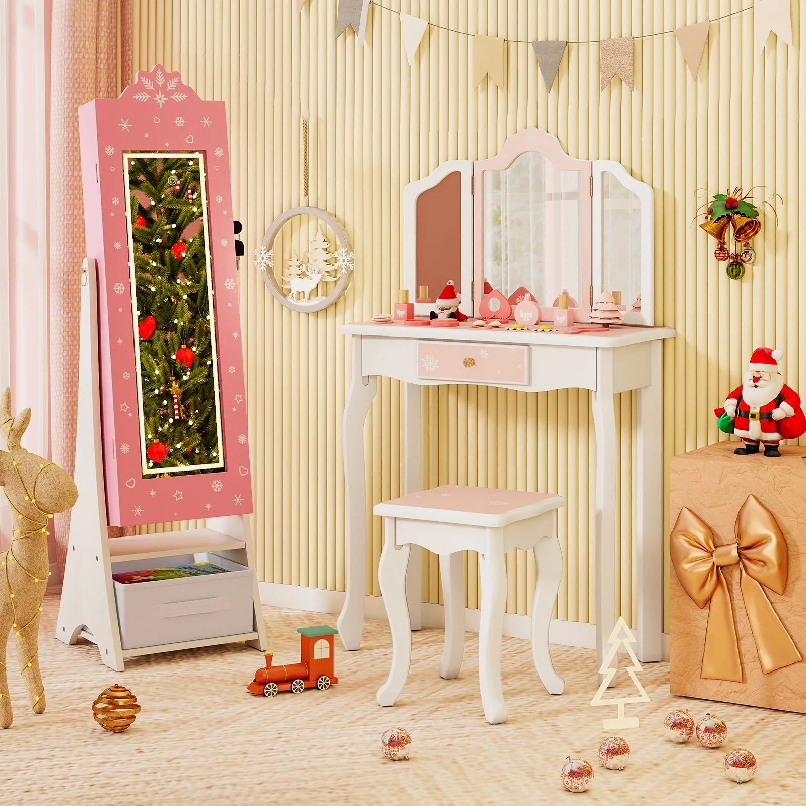 Standing Children Jewelry Organizer with Full-Length Mirror - Image 10