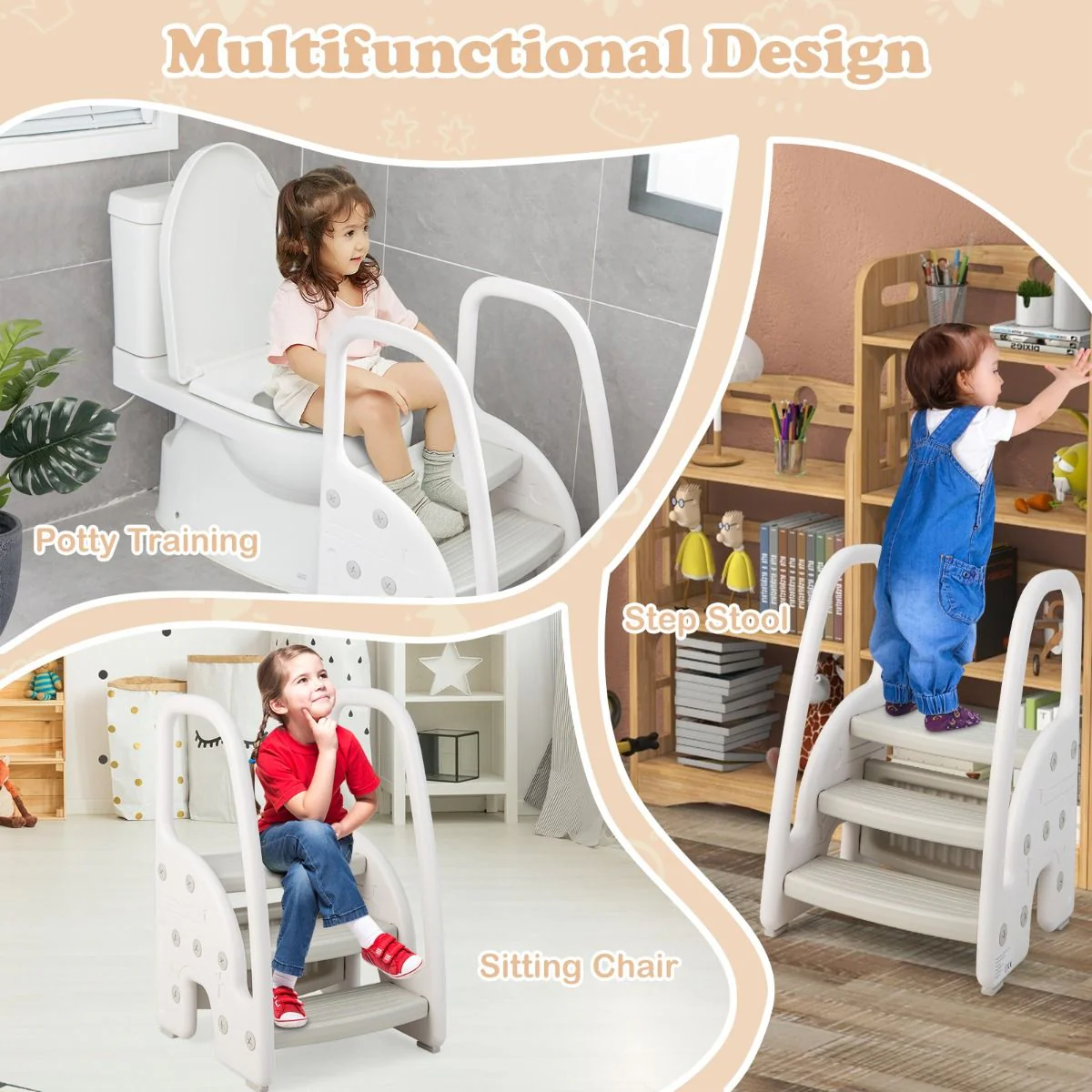 Three-Step Stool with Safety Handles and Non-slip Pedals for Toddlers - Image 5