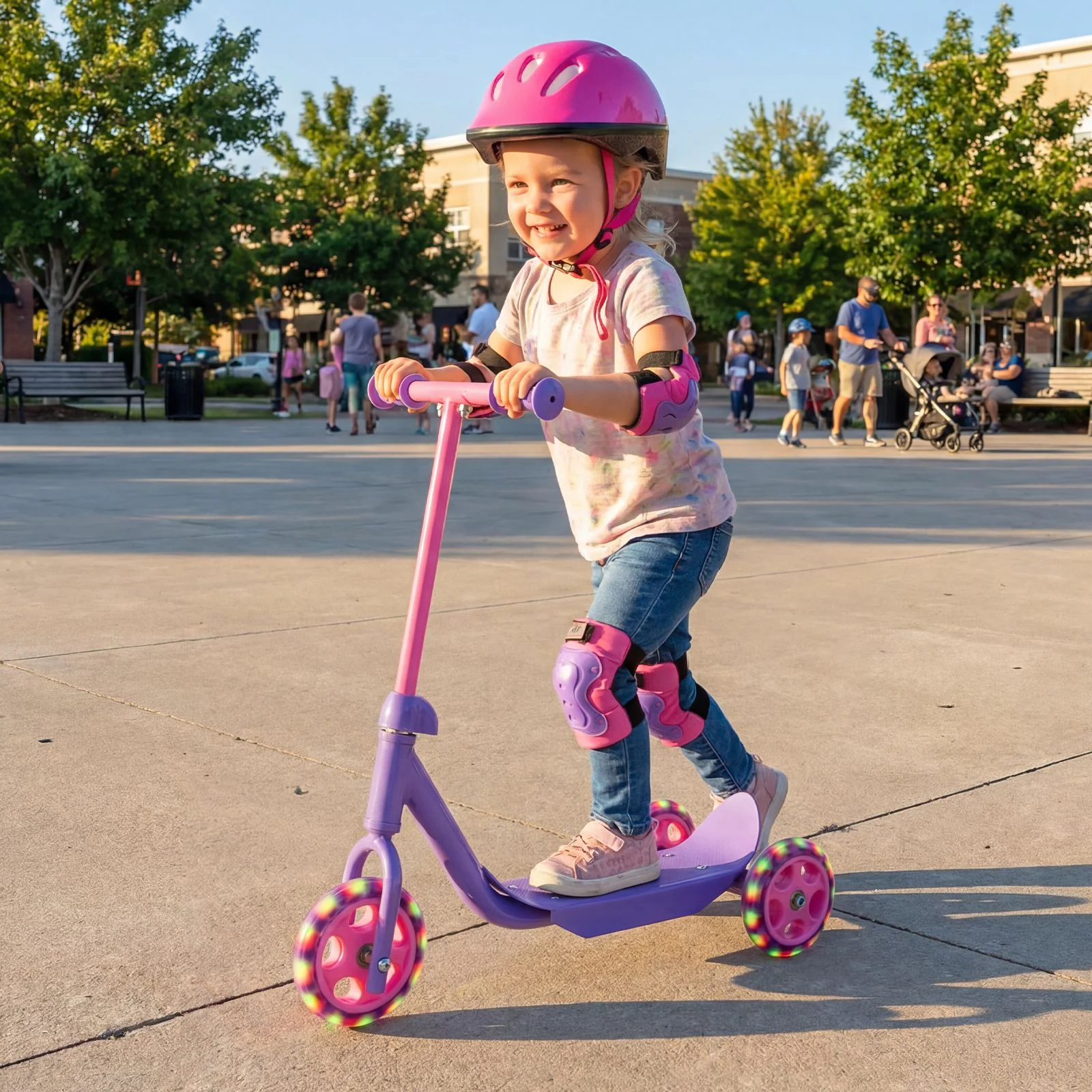 Toddler 3 Wheel Kick Scooter with LED Light Up Wheels and Wide Anti Slip Deck - Image 3