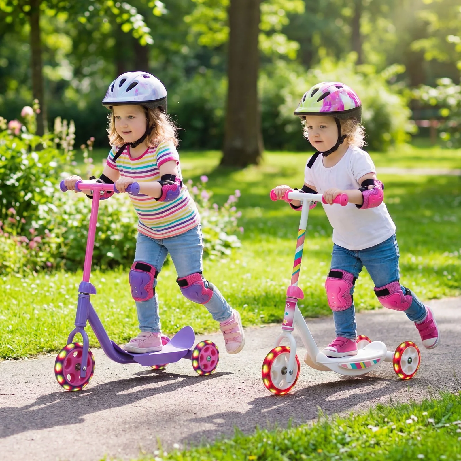 Toddler 3 Wheel Kick Scooter with LED Light Up Wheels and Wide Anti Slip Deck - Image 4