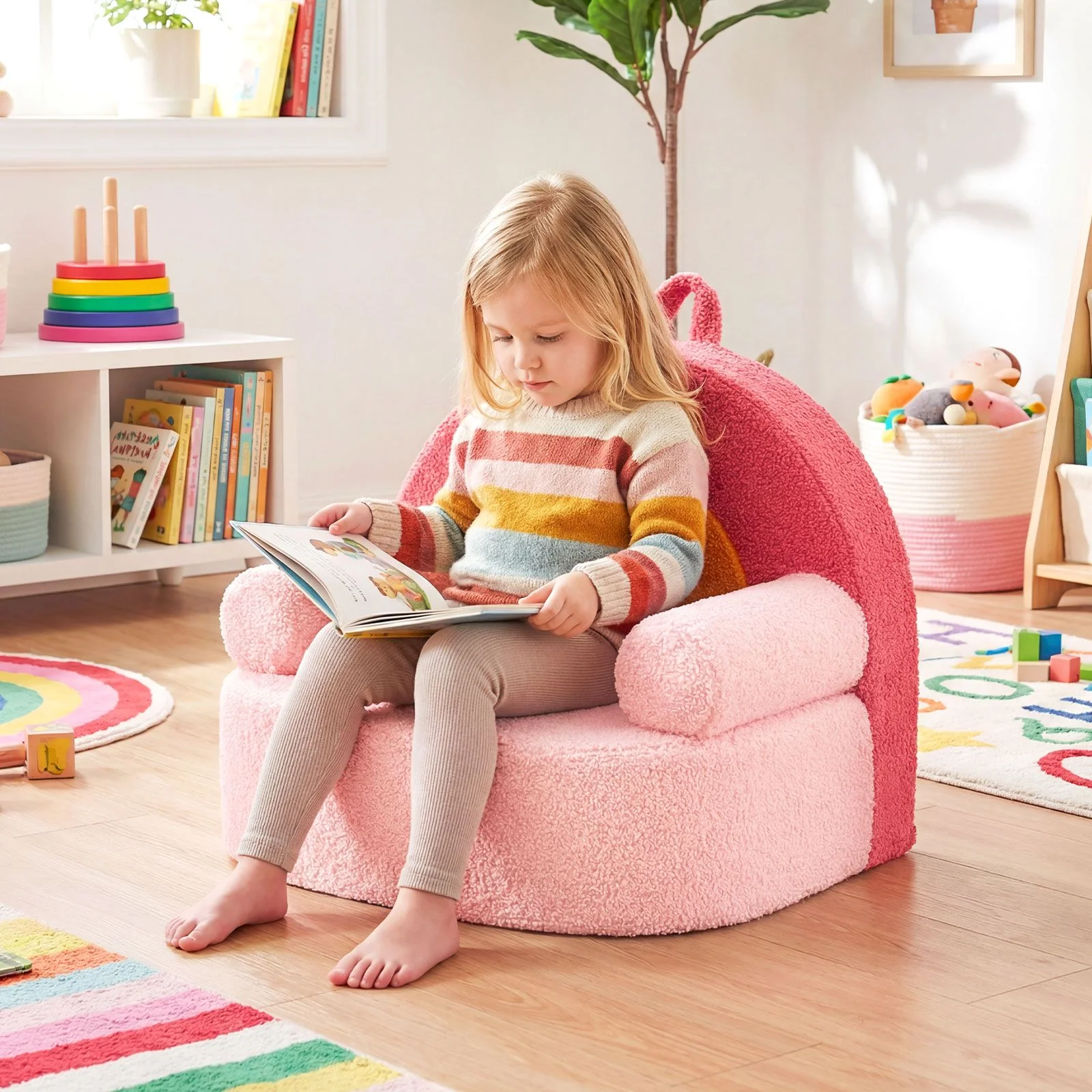 Toddler Foam Couch with Soft Fleece Fabric Cover and Cute Reading Chair - Image 12