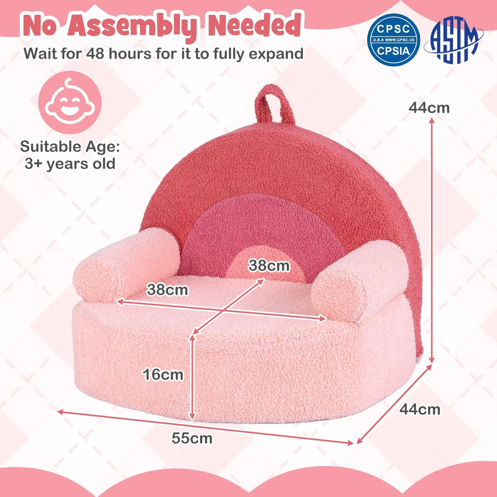 Toddler Foam Couch with Soft Fleece Fabric Cover and Cute Reading Chair - Image 14