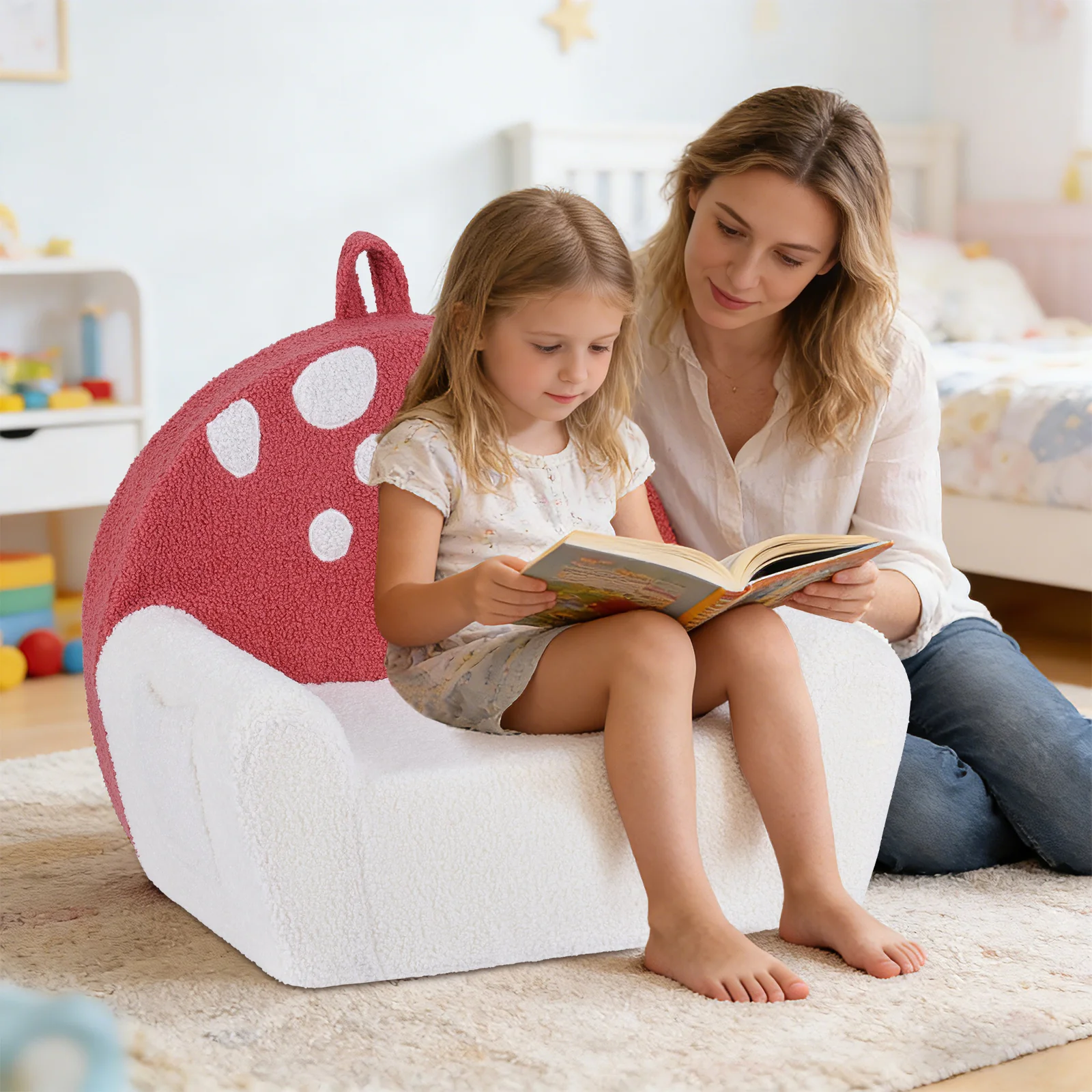 Toddler Foam Couch with Soft Fleece Fabric Cover and Cute Reading Chair - Image 2