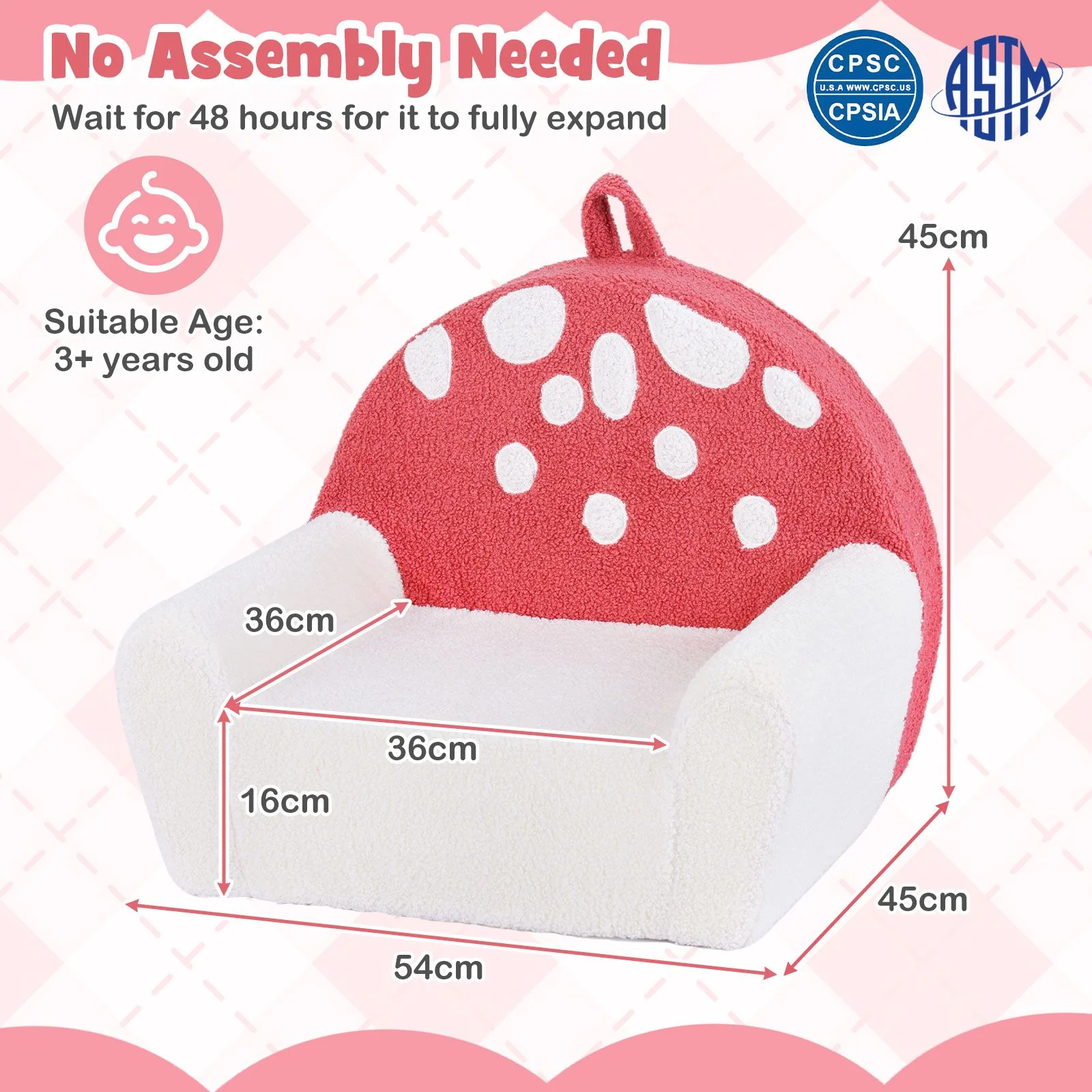 Toddler Foam Couch with Soft Fleece Fabric Cover and Cute Reading Chair - Image 3