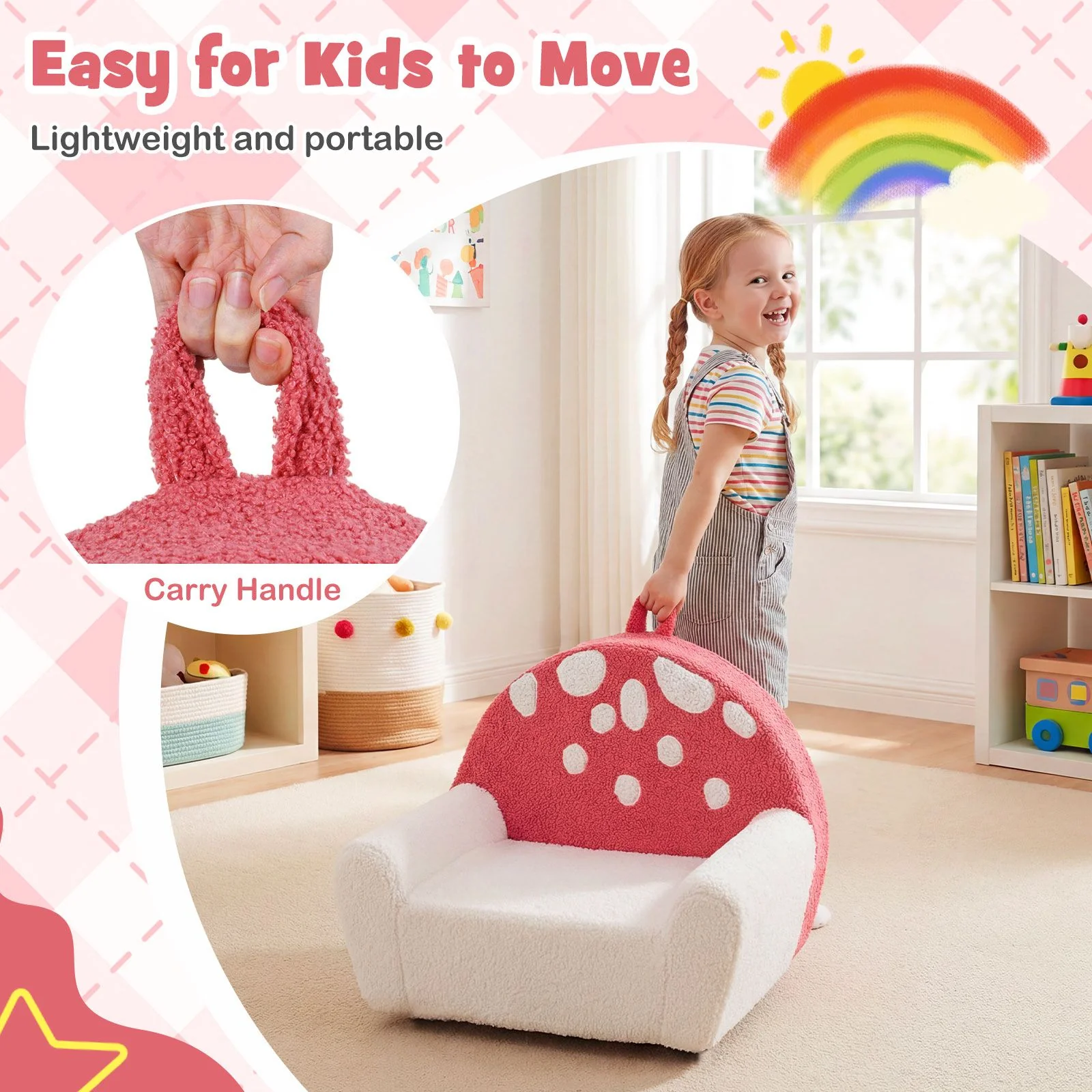 Toddler Foam Couch with Soft Fleece Fabric Cover and Cute Reading Chair - Image 4