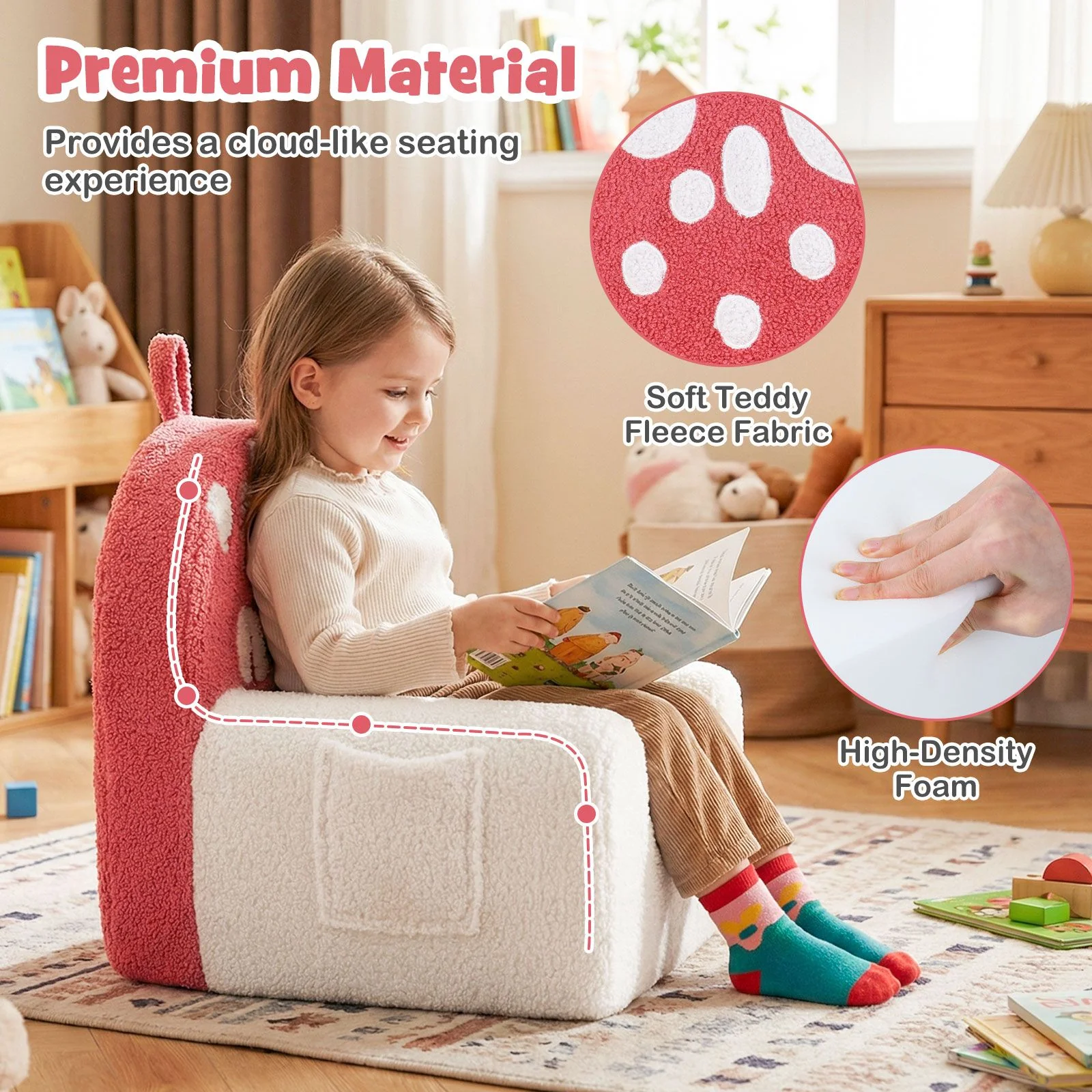 Toddler Foam Couch with Soft Fleece Fabric Cover and Cute Reading Chair - Image 5