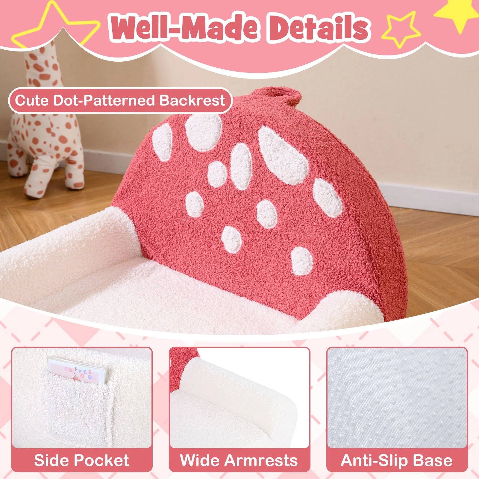 Toddler Foam Couch with Soft Fleece Fabric Cover and Cute Reading Chair - Image 8