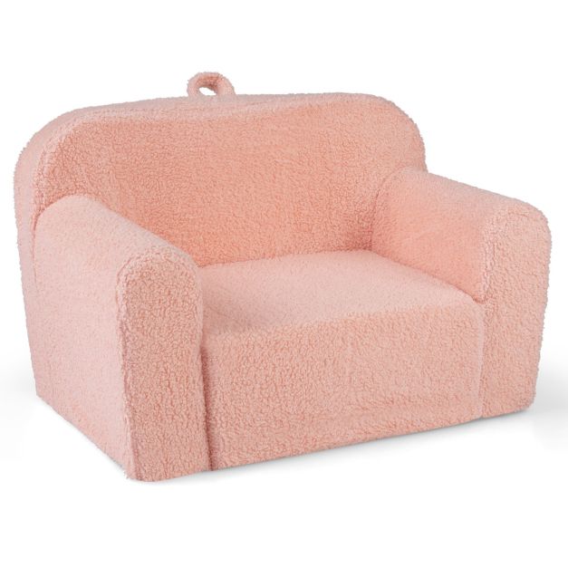 Toddler Foam Couch with Soft Fleece Fabric Cover for Playroom - Image 11