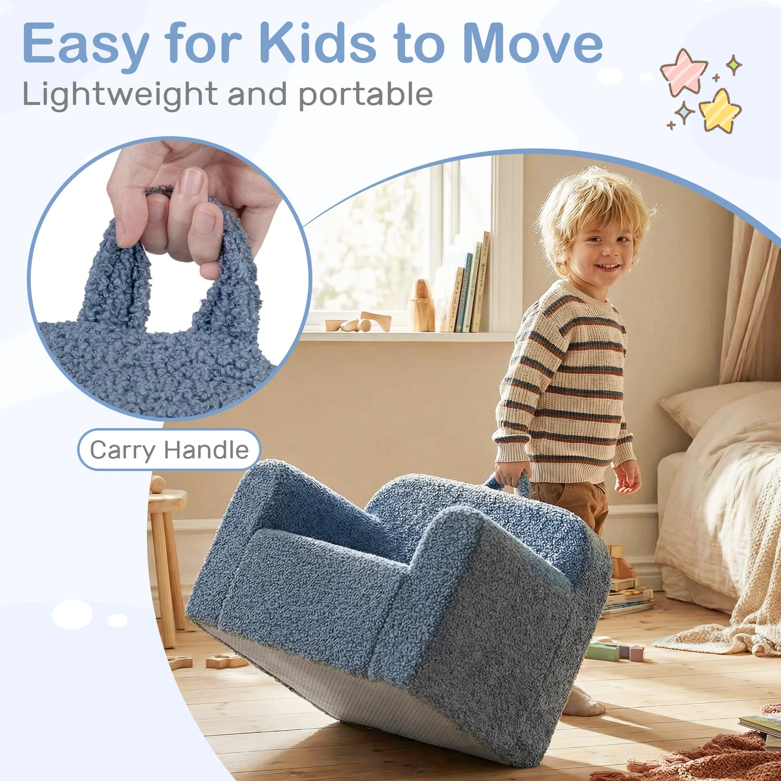 Toddler Foam Couch with Soft Fleece Fabric Cover for Playroom - Image 6