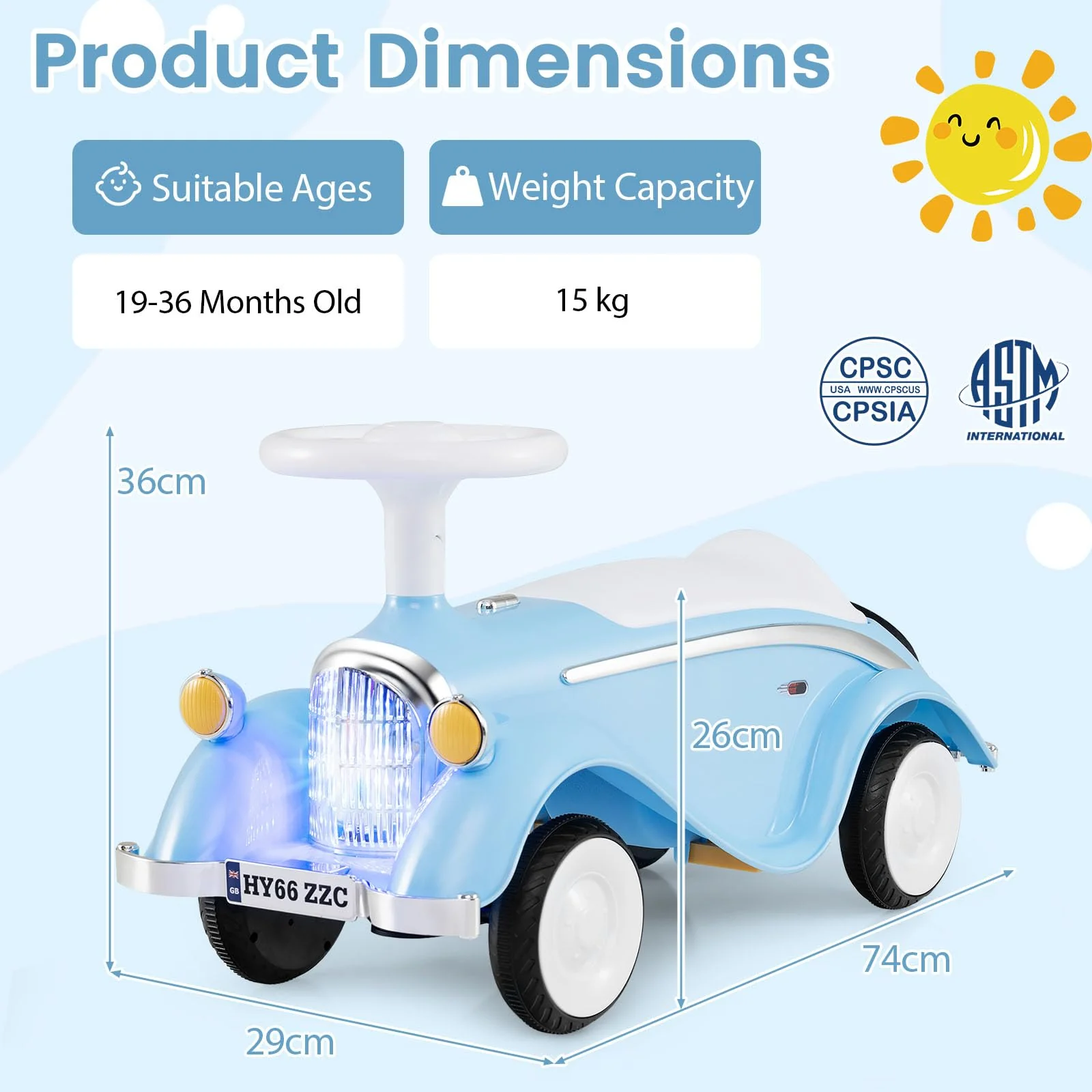 Toddler Ride on Toy, Classic Foot to Floor Kid Sliding Car with Steering Wheel - Image 6