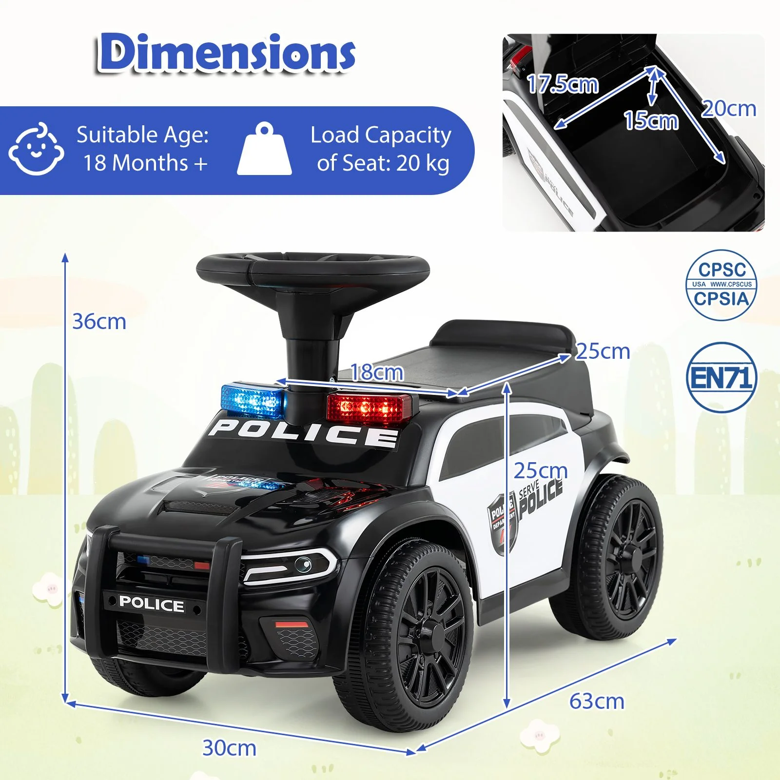 Toddler Sliding Car with Flashing Lights and Under-Seat Storage - Image 3