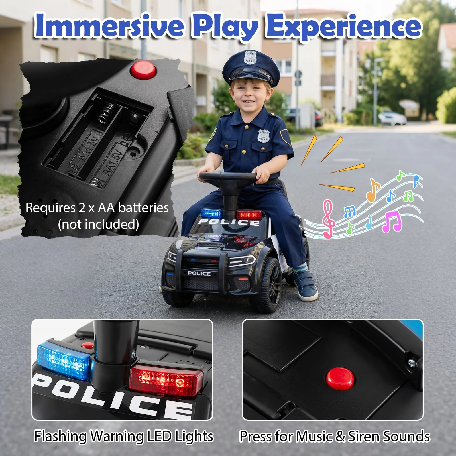 Toddler Sliding Car with Flashing Lights and Under-Seat Storage - Image 6