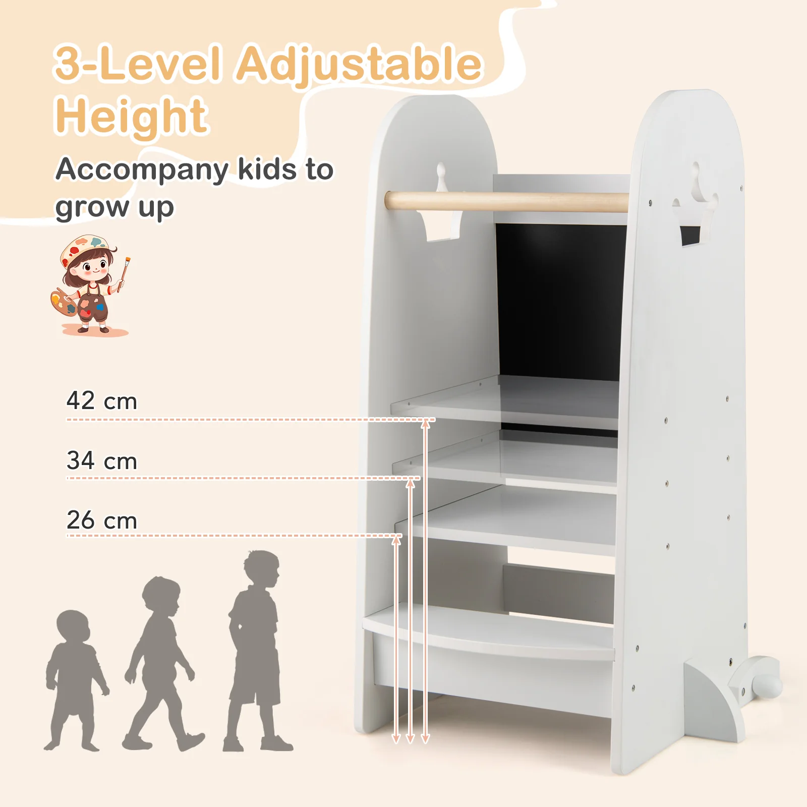 Toddler Standing Tower with 3-Level Adjustable Platform - Image 5