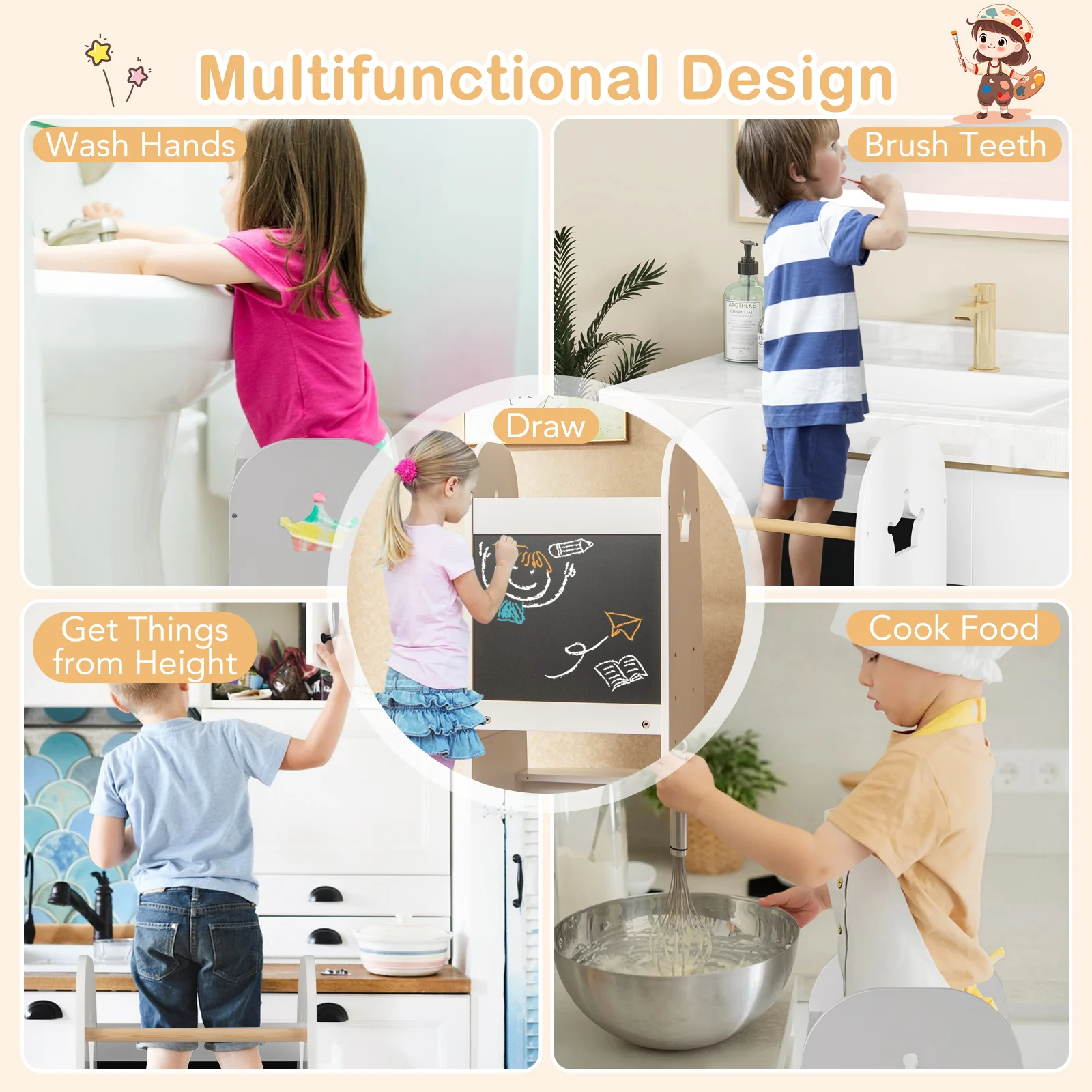 Toddler Standing Tower with 3-Level Adjustable Platform - Image 6