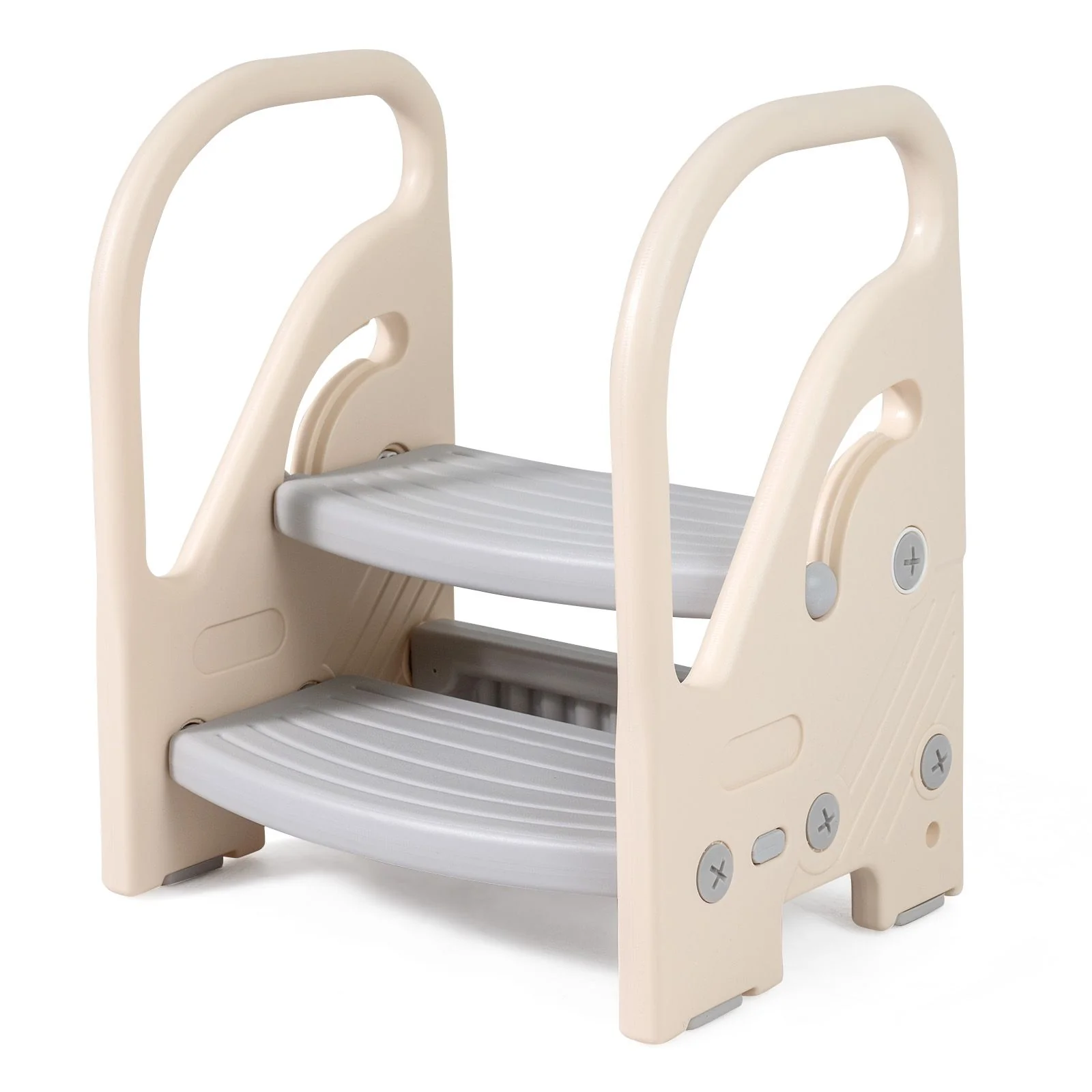 Toddler Step Stool with Adjustable 2/3-Step and Safety Handles for Bedroom