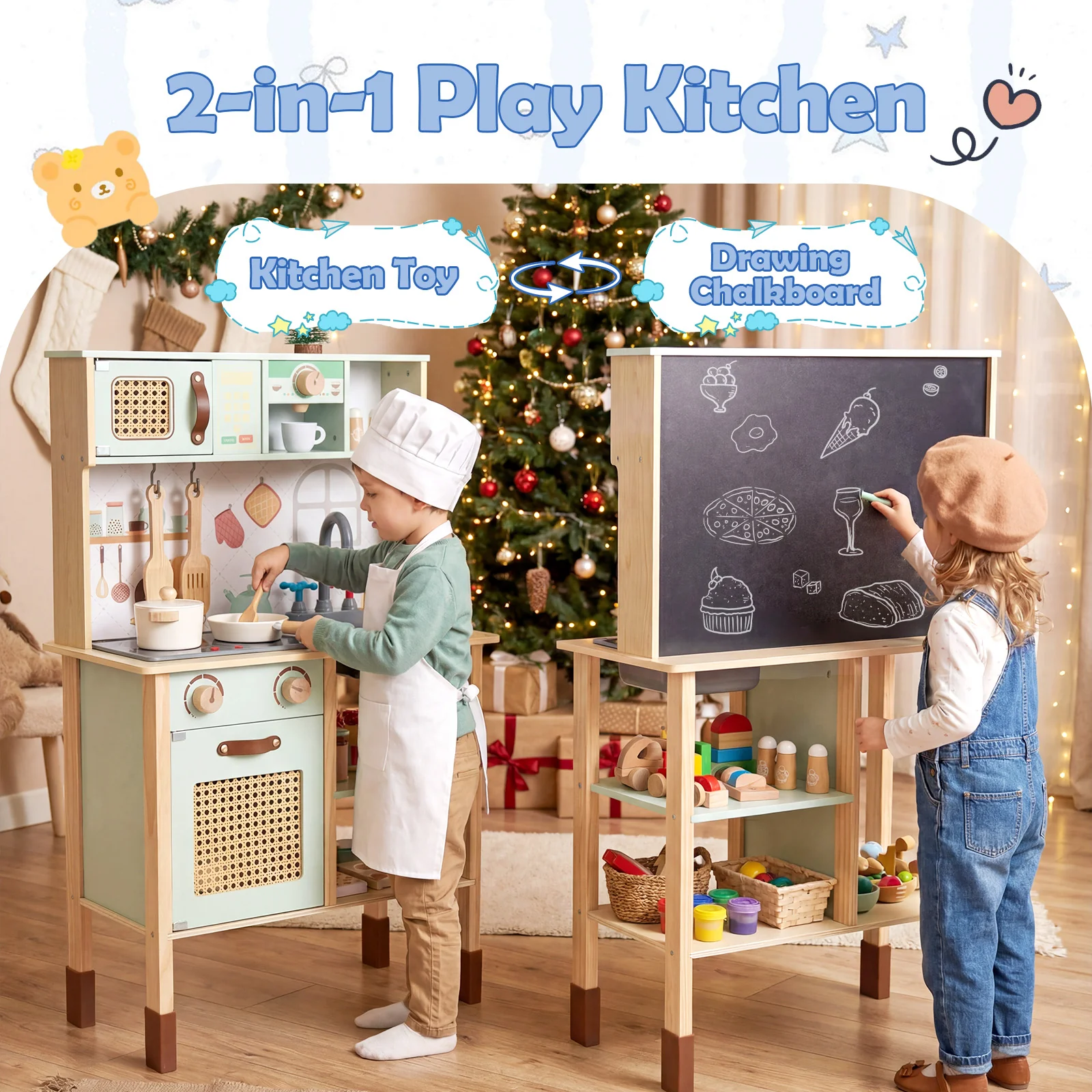 Toddler Toy Kitchen Set with Lights and Sounds for Girls and Boys Ages 3+ - Image 3
