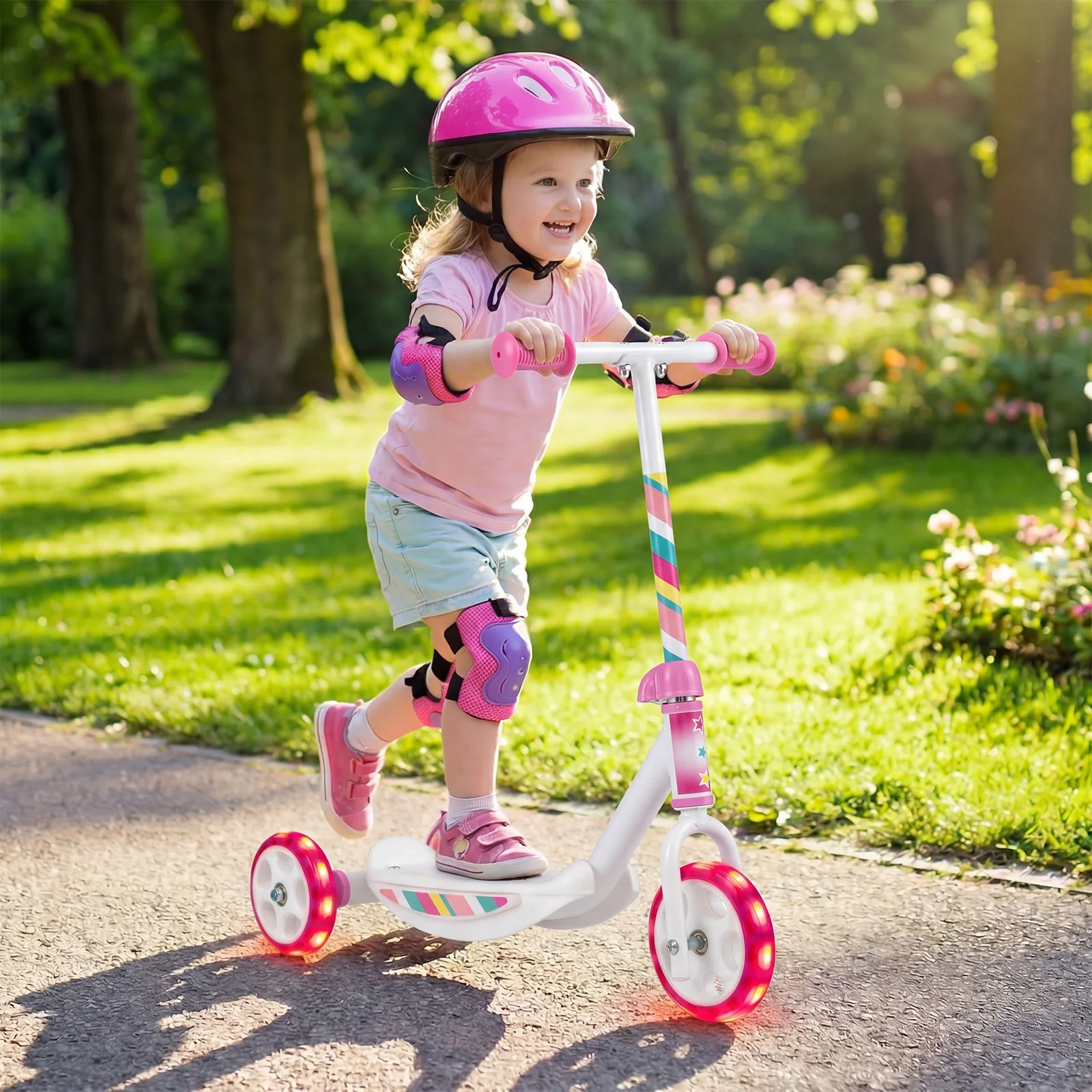 Toddlers Kick Scooter with LED Light Up Wheels and Wide Anti-Slip Deck - Image 2