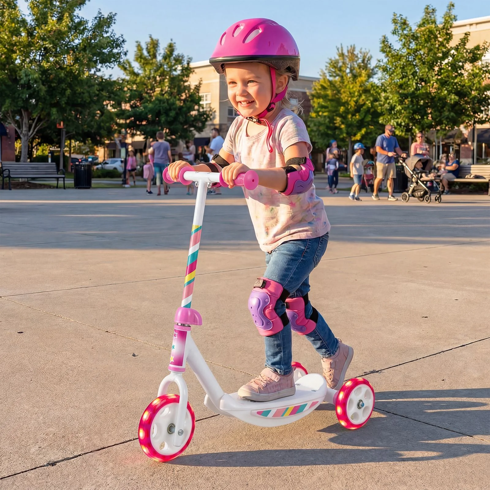Toddlers Kick Scooter with LED Light Up Wheels and Wide Anti-Slip Deck - Image 3