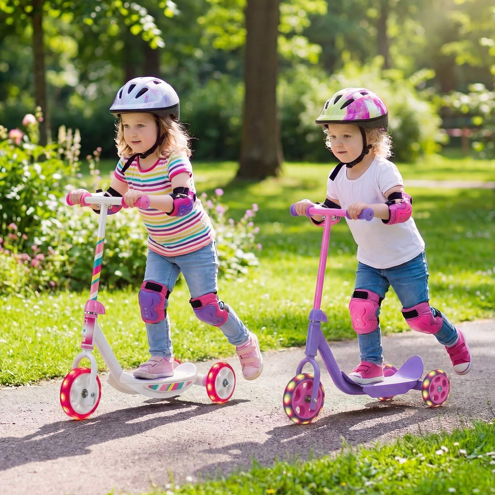Toddlers Kick Scooter with LED Light Up Wheels and Wide Anti-Slip Deck - Image 4