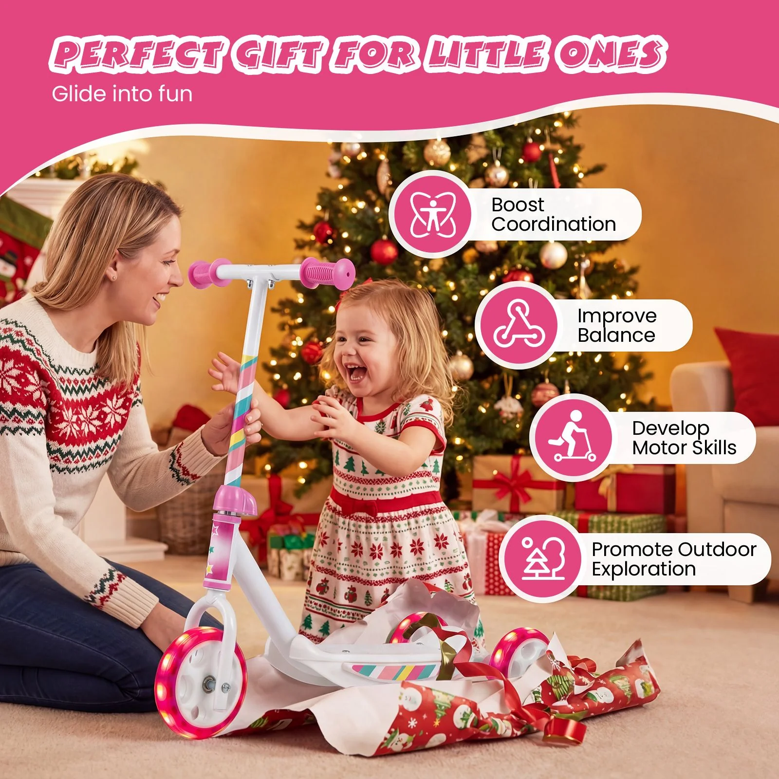 Toddlers Kick Scooter with LED Light Up Wheels and Wide Anti-Slip Deck - Image 6