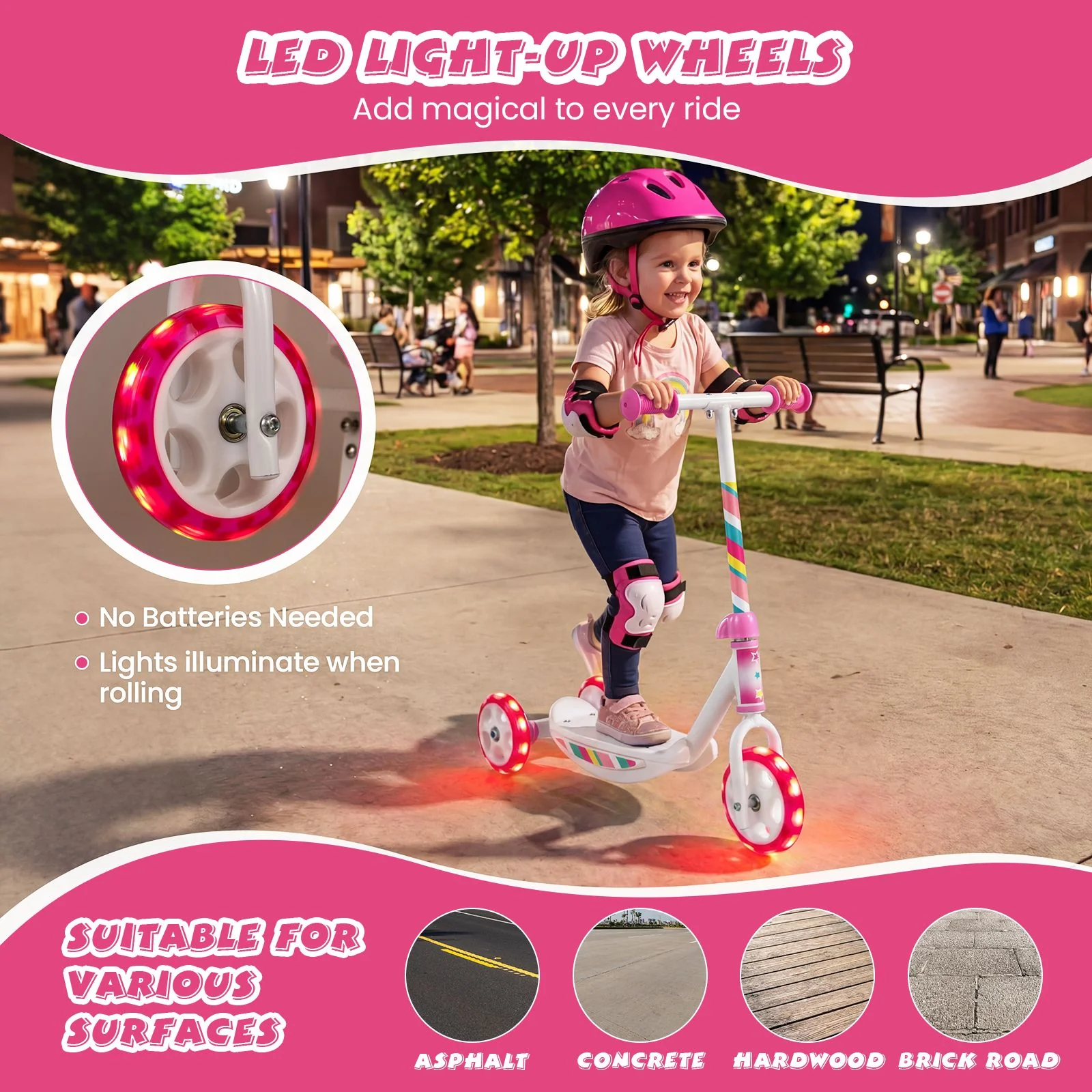 Toddlers Kick Scooter with LED Light Up Wheels and Wide Anti-Slip Deck - Image 8