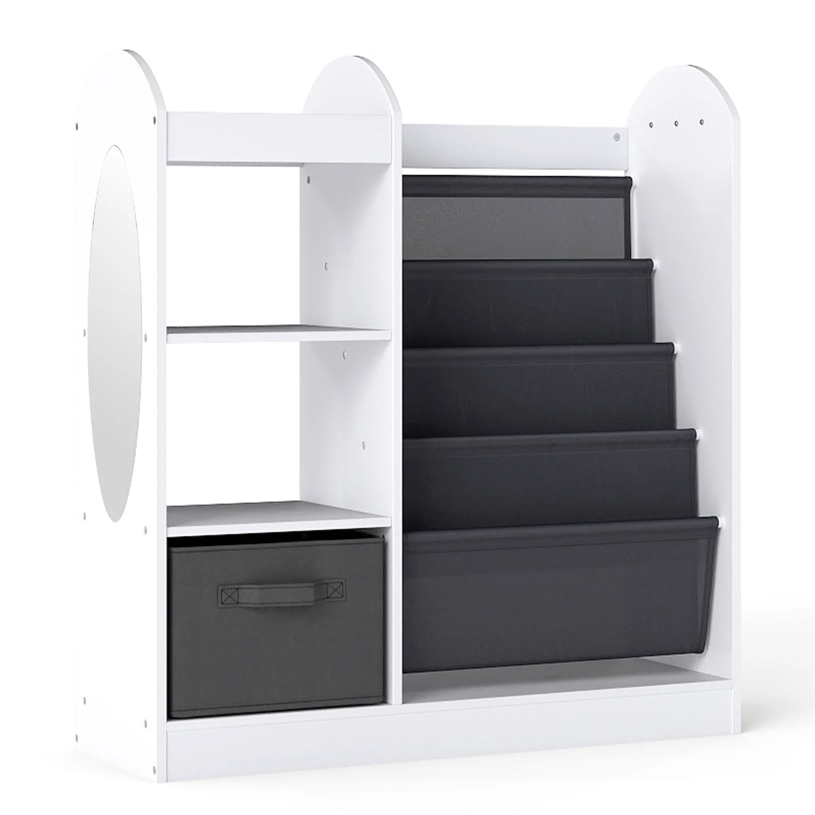 Toy Storage Organizer with Full-Length Mirror and 4-Tier Sling Shelves - Image 11