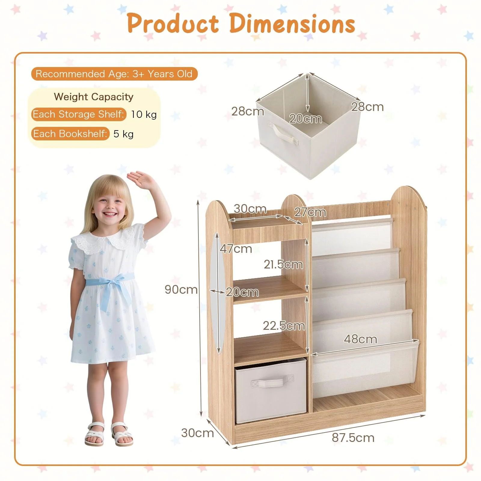 Toy Storage Organizer with Full-Length Mirror and 4-Tier Sling Shelves - Image 3