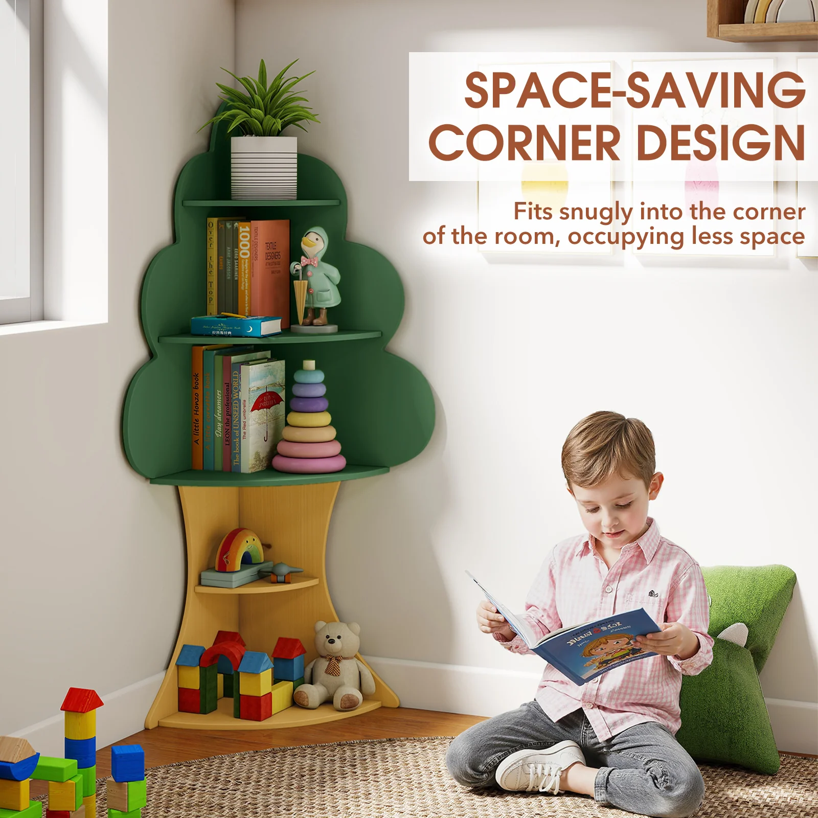 Tree Bookshelf for Kids, 5-Tier Children Book Display Rack with Anti-toppling System - Image 3