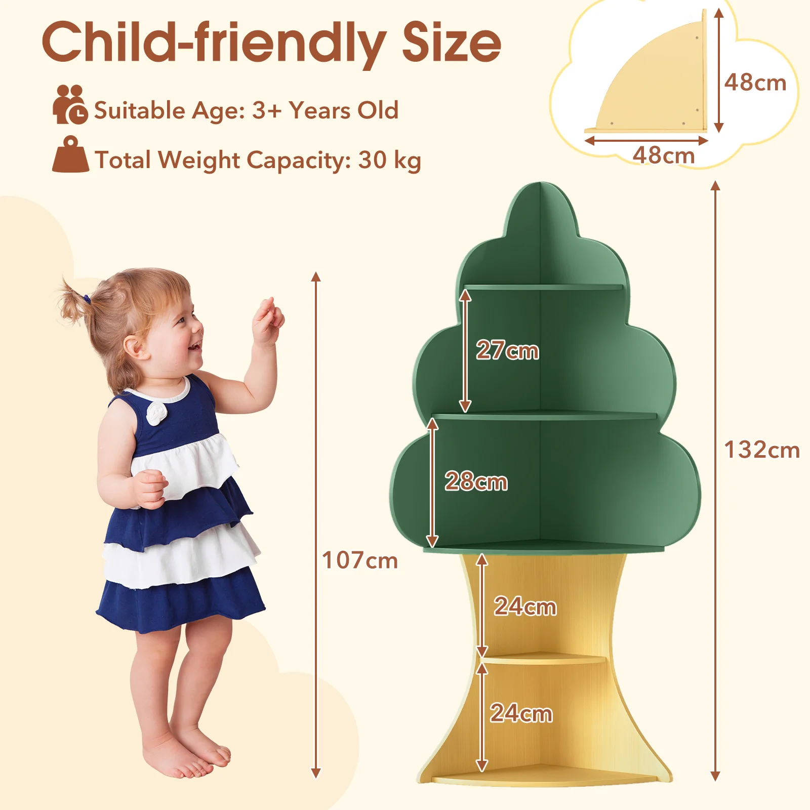 Tree Bookshelf for Kids, 5-Tier Children Book Display Rack with Anti-toppling System - Image 4