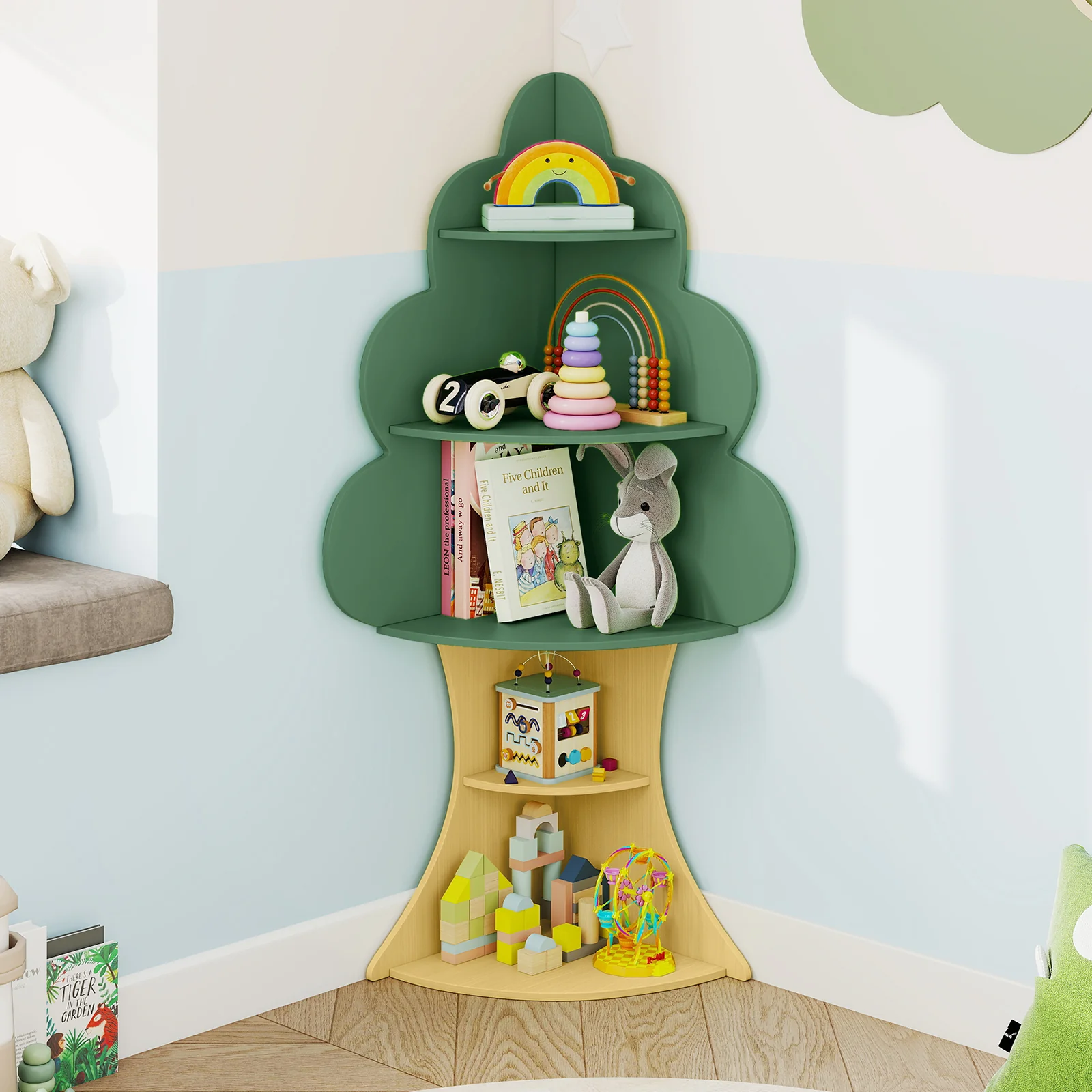 Tree Bookshelf for Kids, 5-Tier Children Book Display Rack with Anti-toppling System - Image 5