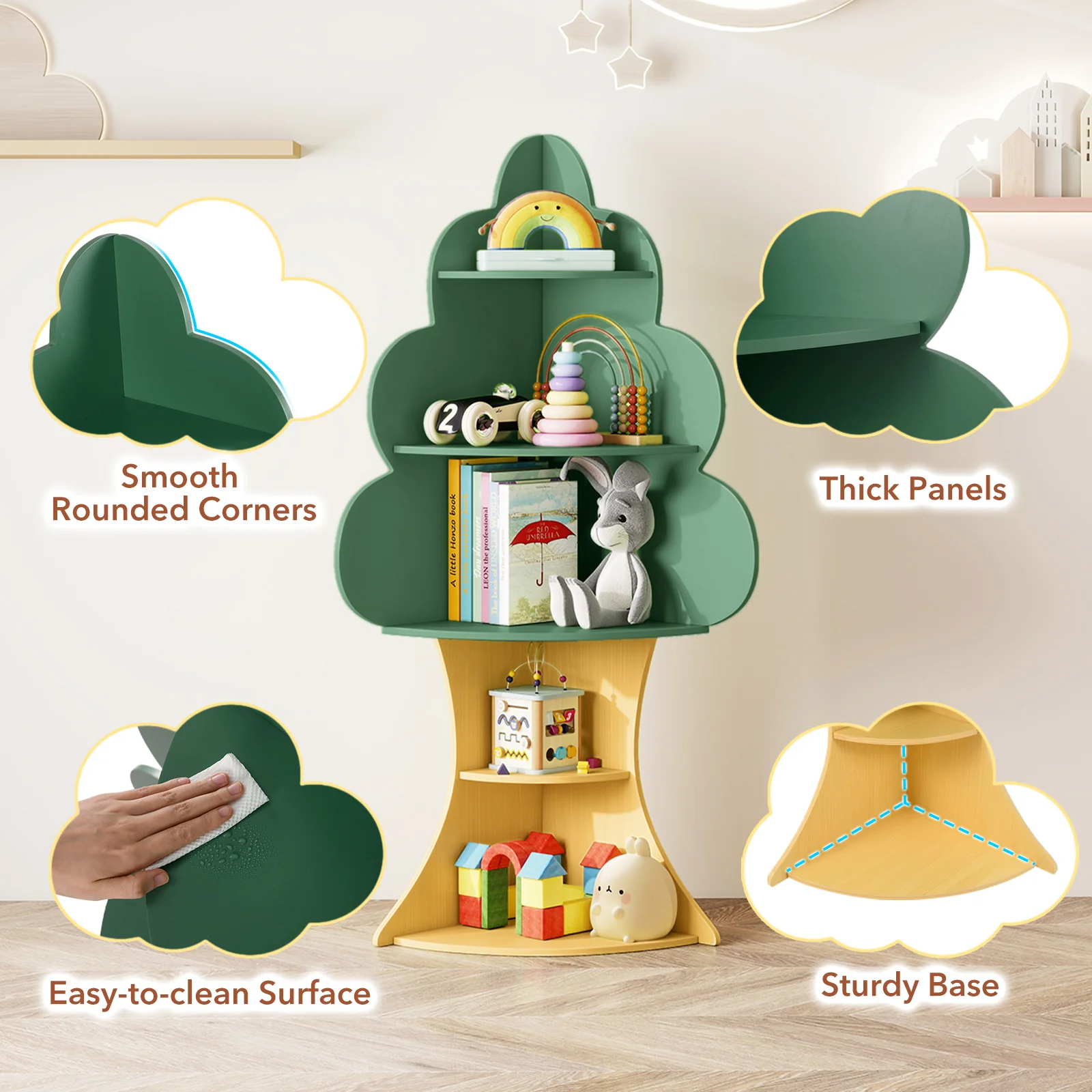 Tree Bookshelf for Kids, 5-Tier Children Book Display Rack with Anti-toppling System - Image 9