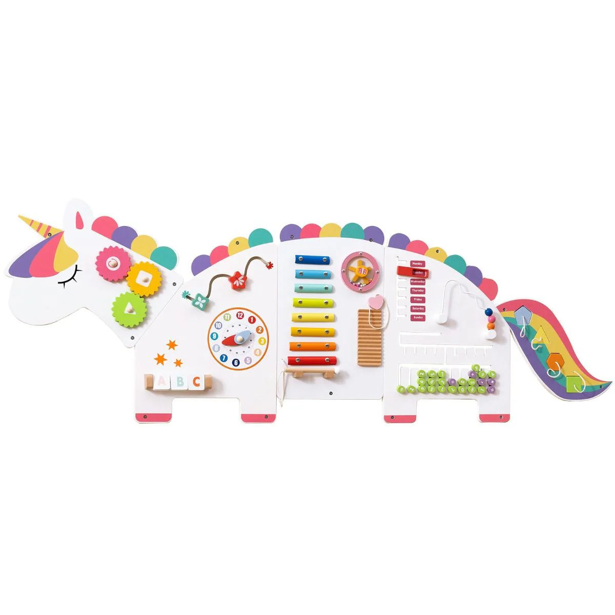 Unicorn Activity Wall Busy Board Panels 11-in-1 Montessori Sensory Board - Image 11