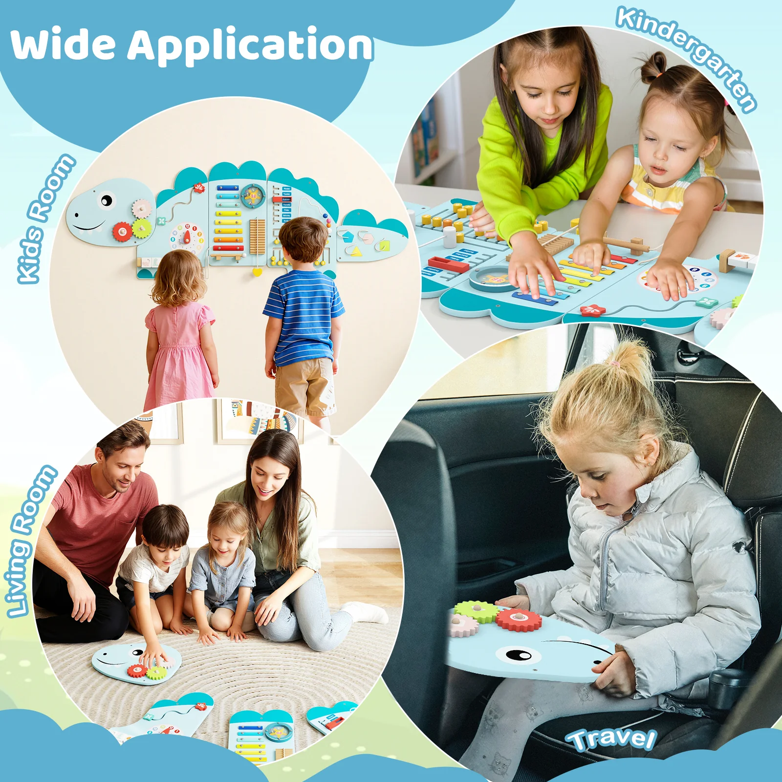 Unicorn Activity Wall Busy Board Panels 11-in-1 Montessori Sensory Board - Image 17