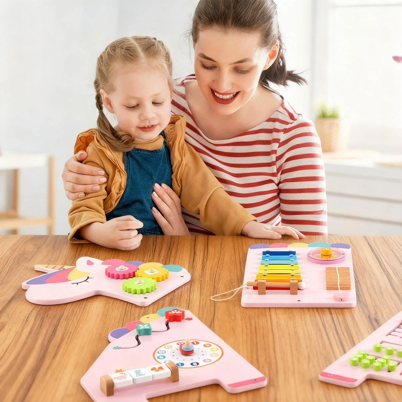 Unicorn Activity Wall Busy Board Panels 11-in-1 Montessori Sensory Board - Image 4