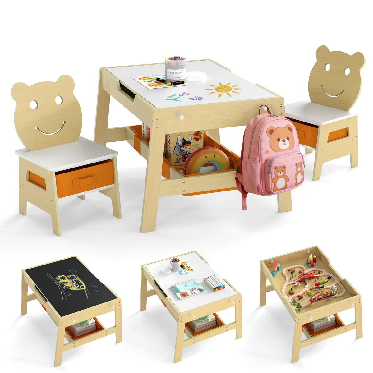 Versatile Kids Table and 2 Chairs Set with Hanging Hooks - Image 12
