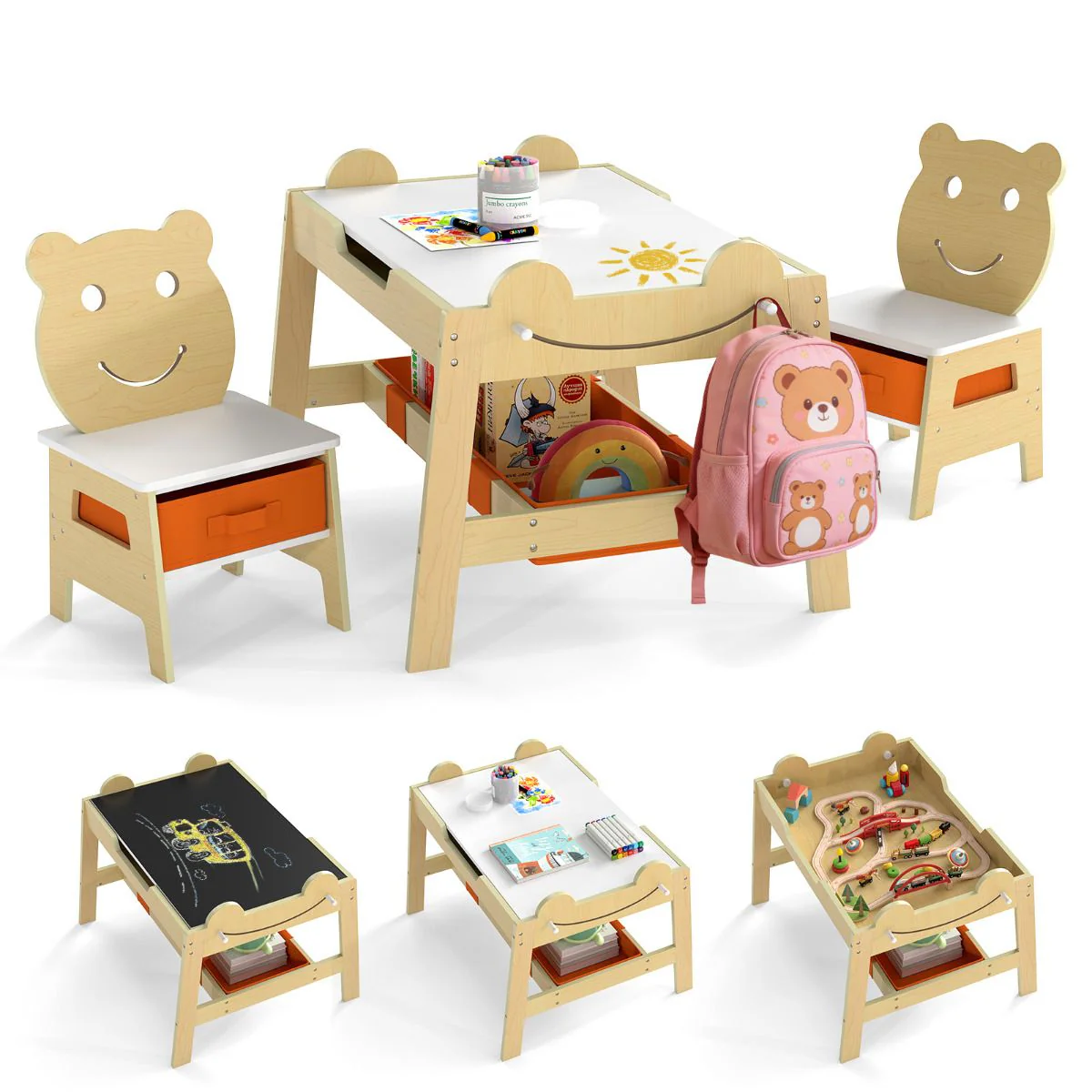 Versatile Kids Table and 2 Chairs Set with Hanging Hooks - Image 14