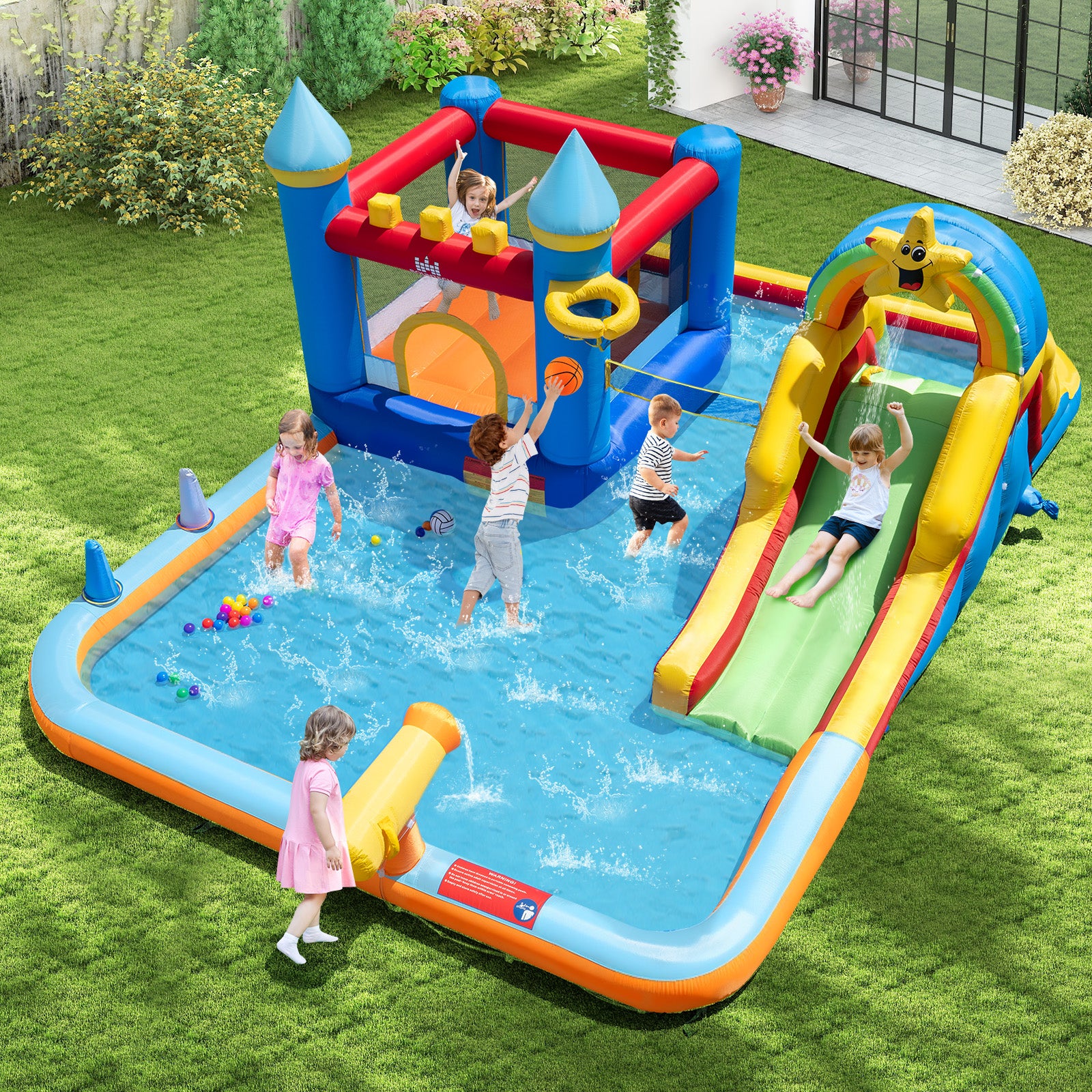Water Slide Bounce House, Kids Bouncy Castle with Climbing Wall - Image 2