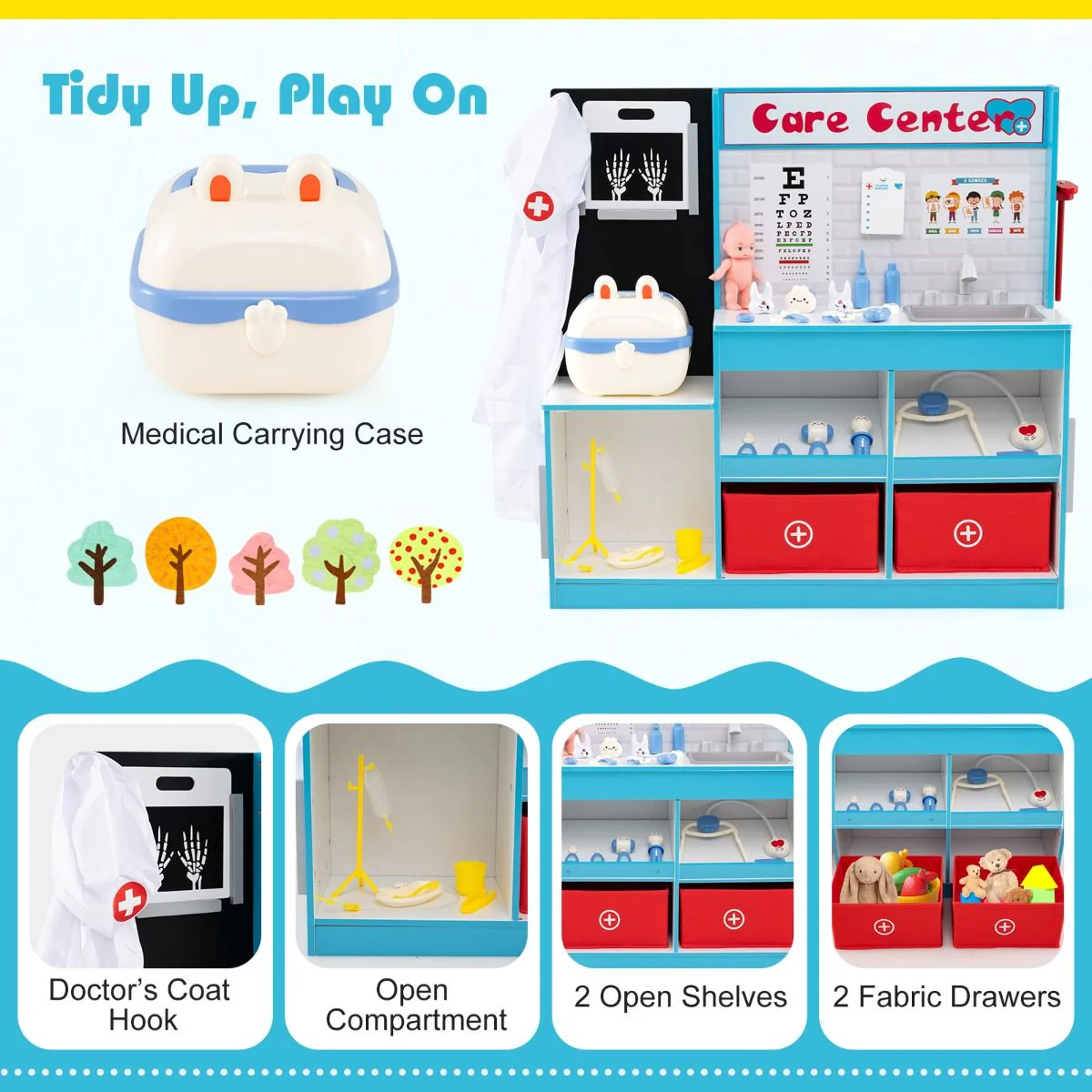 Wood Medical Center Toy Set with Examine Region and X-Ray Film - Image 5