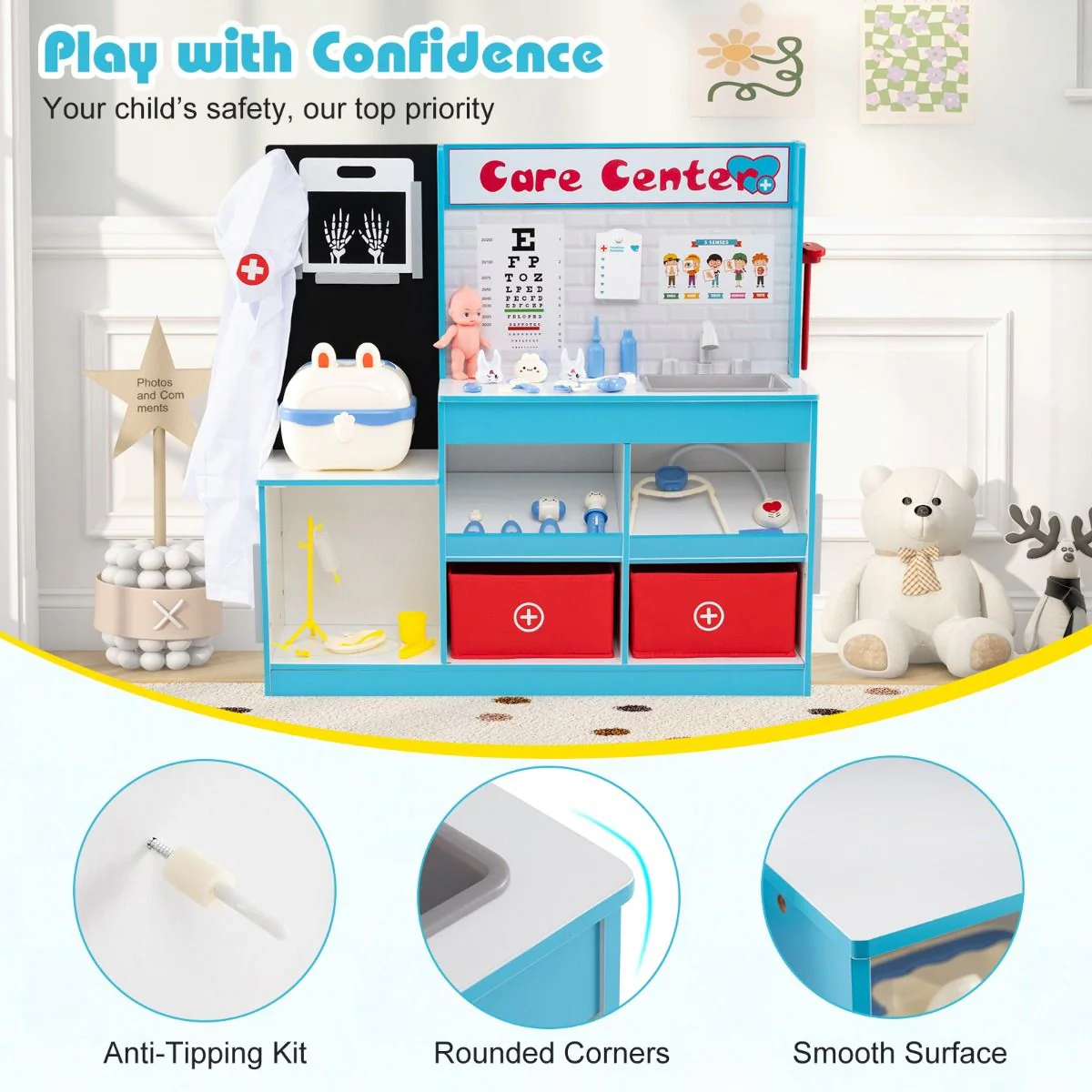 Wood Medical Center Toy Set with Examine Region and X-Ray Film - Image 6