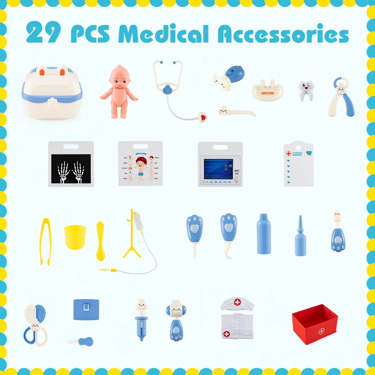 Wood Medical Center Toy Set with Examine Region and X-Ray Film - Image 7