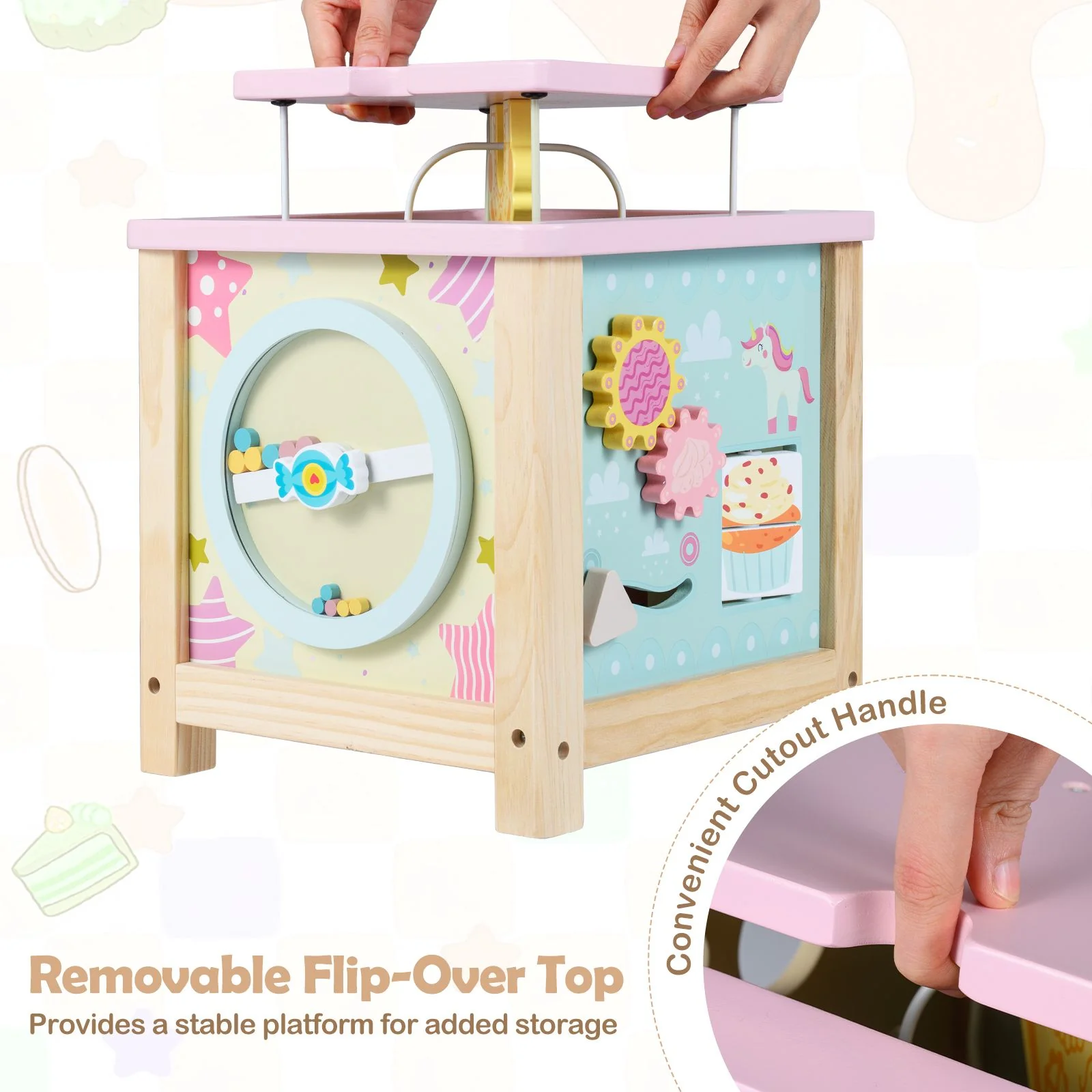 Wooden Activity Cube Montessori Sensory Toys for 18+ Months Toddlers - Image 4