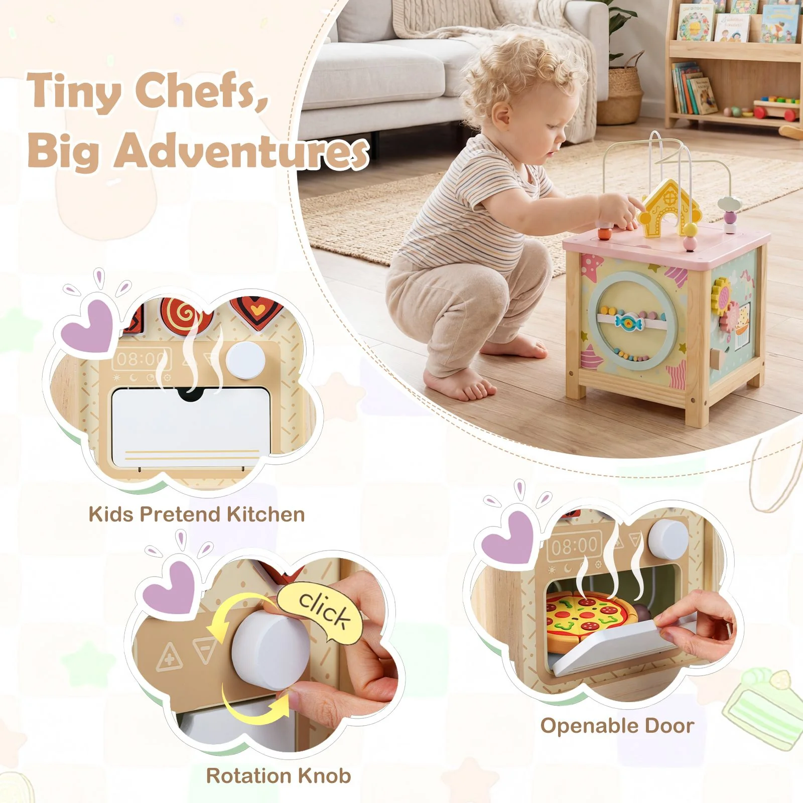 Wooden Activity Cube Montessori Sensory Toys for 18+ Months Toddlers - Image 6