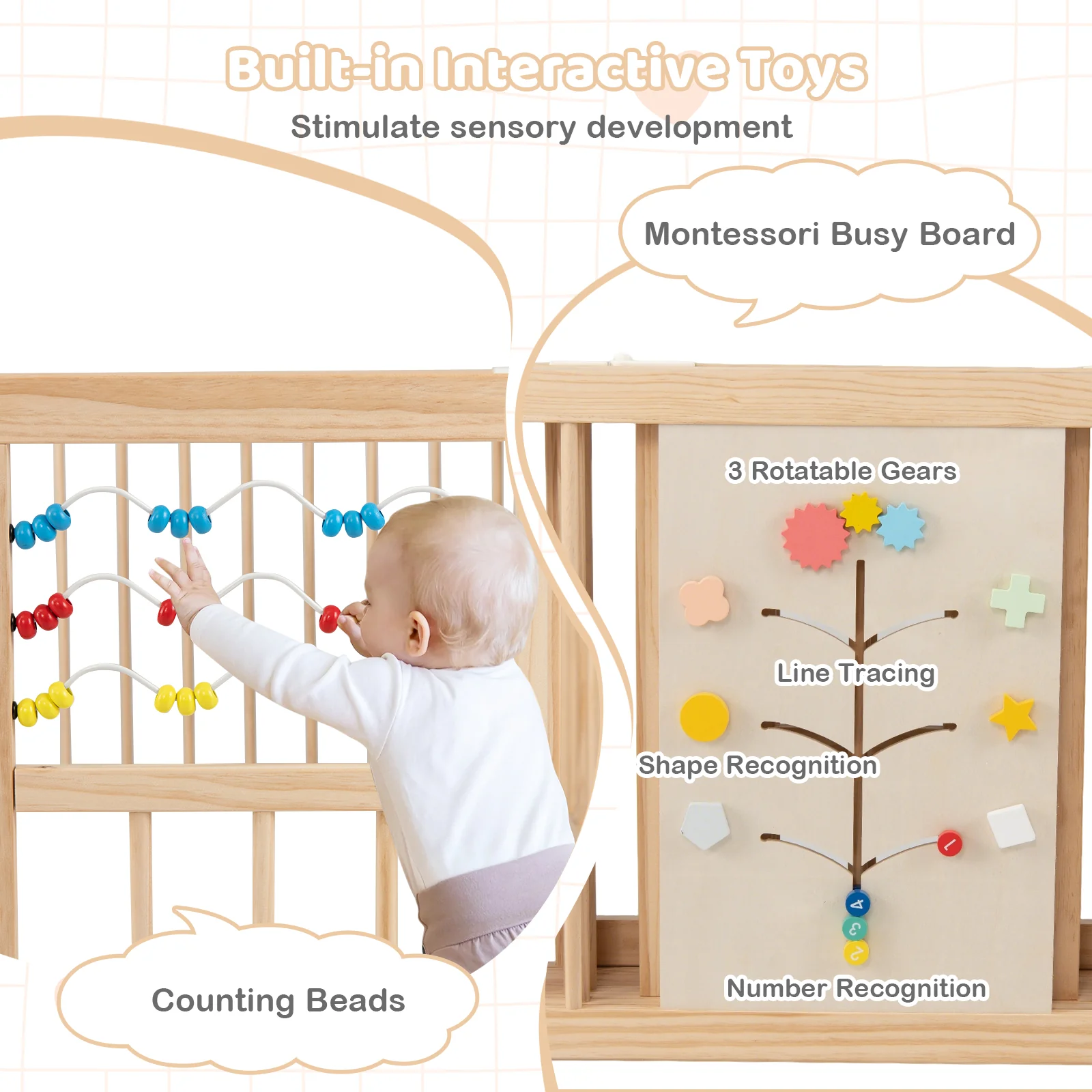 Wooden Adjustable Multi-Shape Baby Playpen for Infants and Toddlers - Image 5