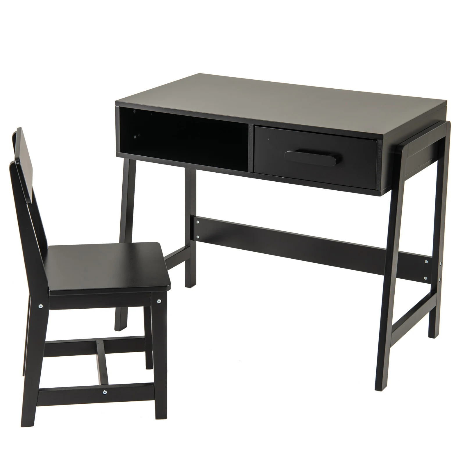 Wooden Children Study Table Set with Storage Drawer and Hutch - Image 12