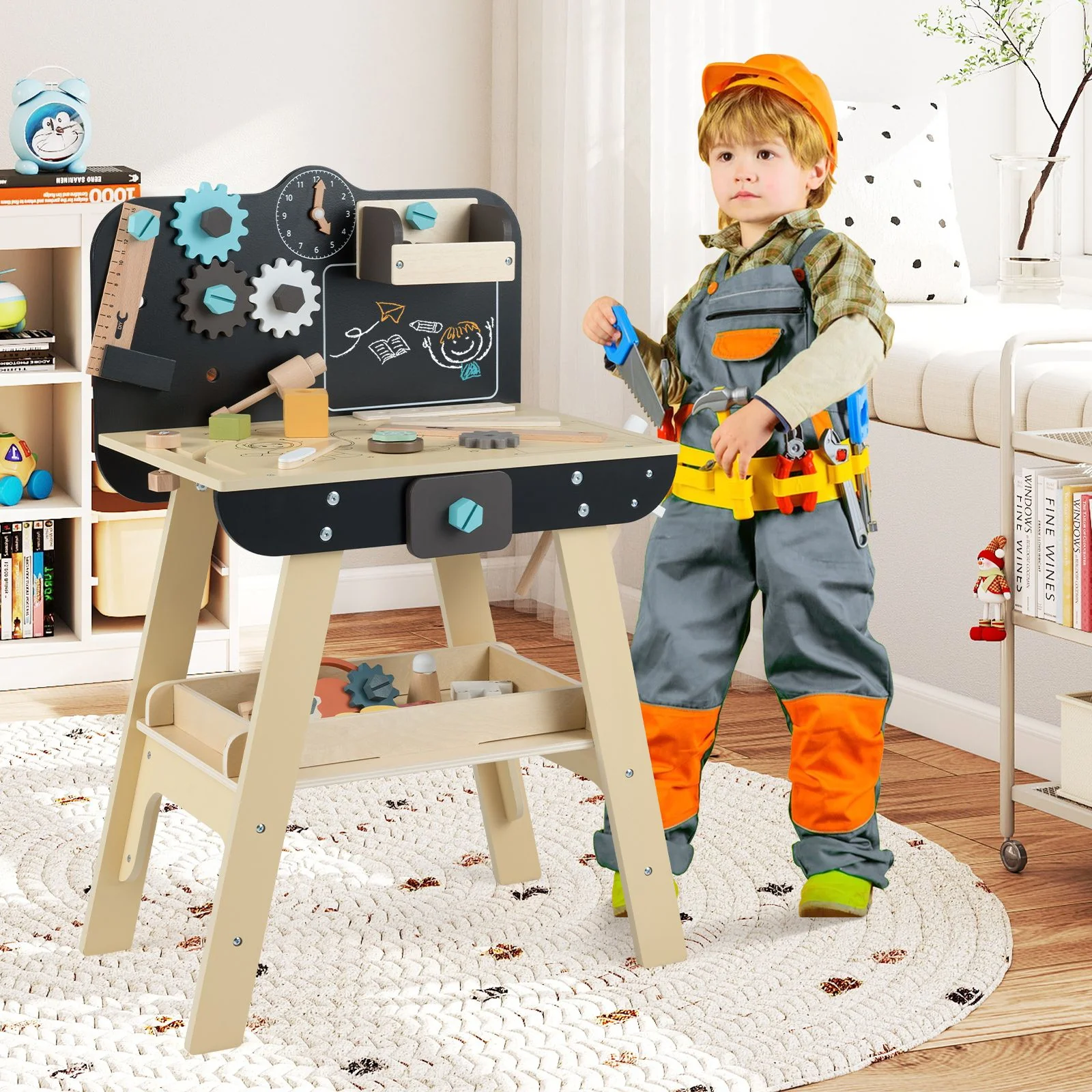 Wooden Construction Tools Workshop with Toy Tools and Accessories - Image 2